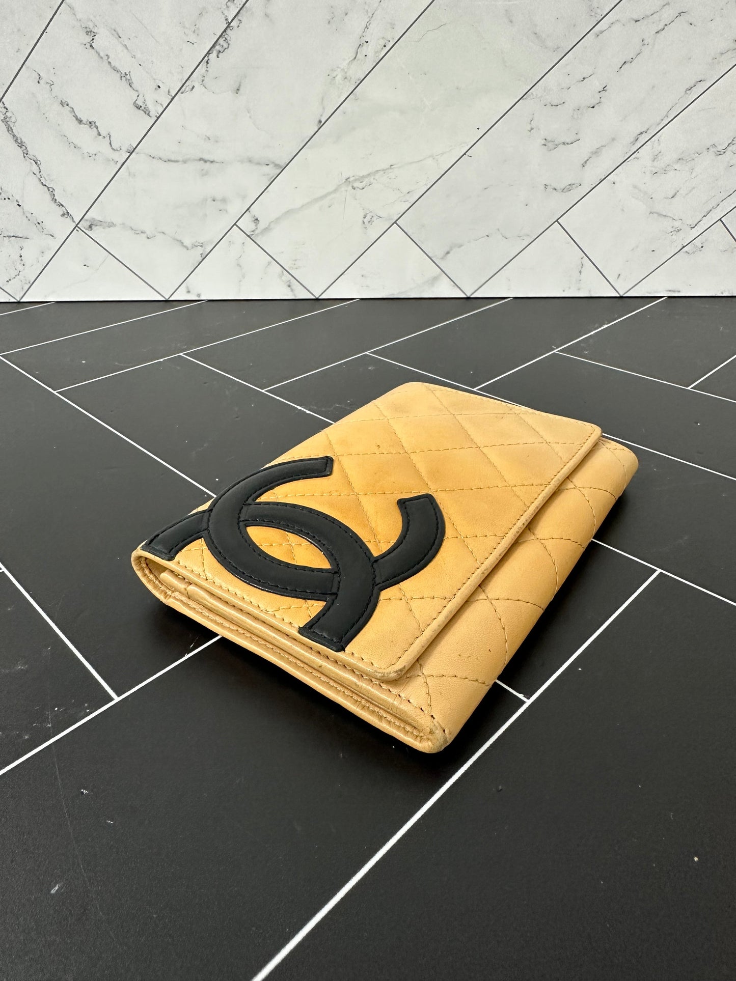 Chanel CC Cambon Tan Quilted Leather Wallet