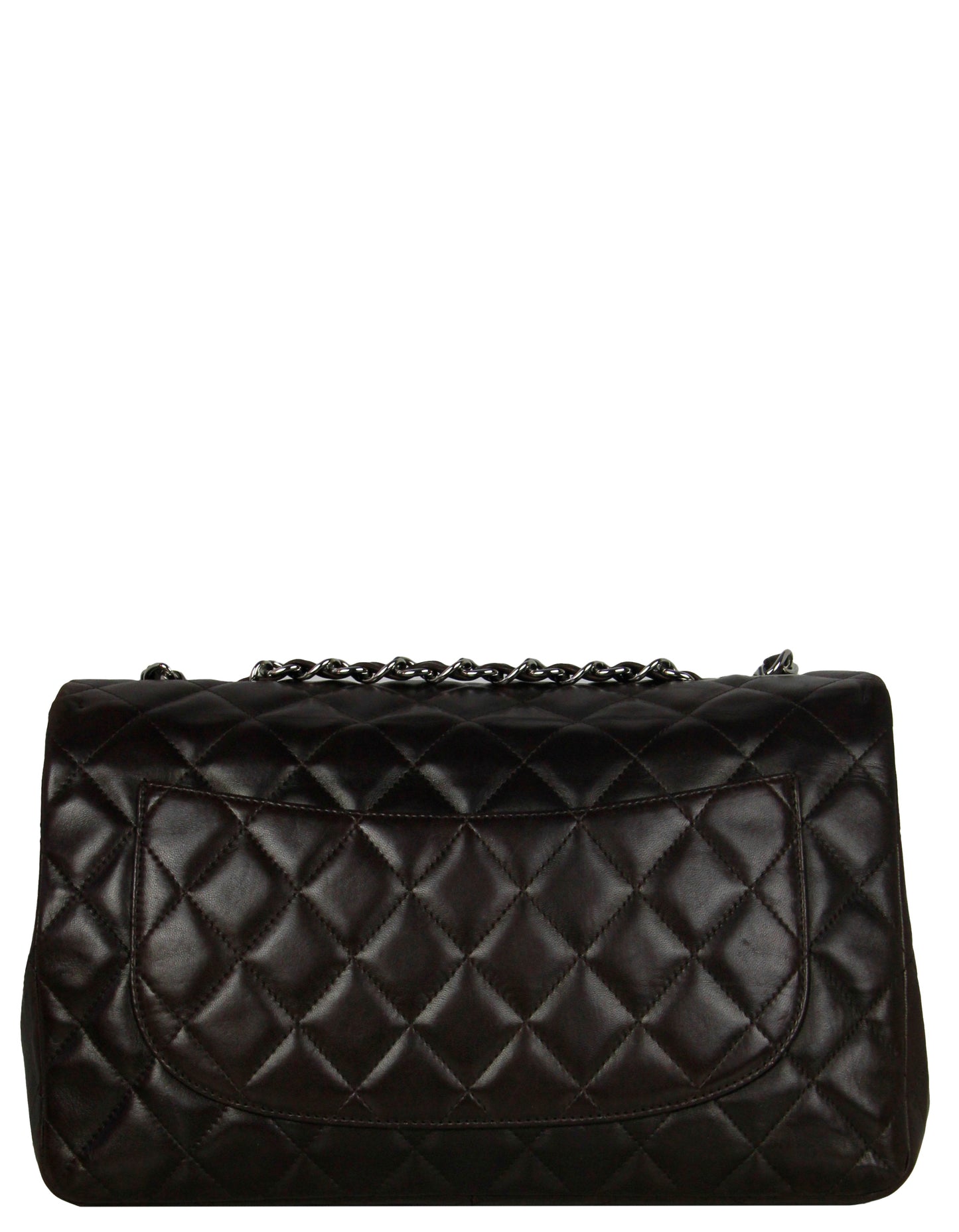 Chanel Brown Lambskin Quilted Single Flap Jumbo Classic Bag