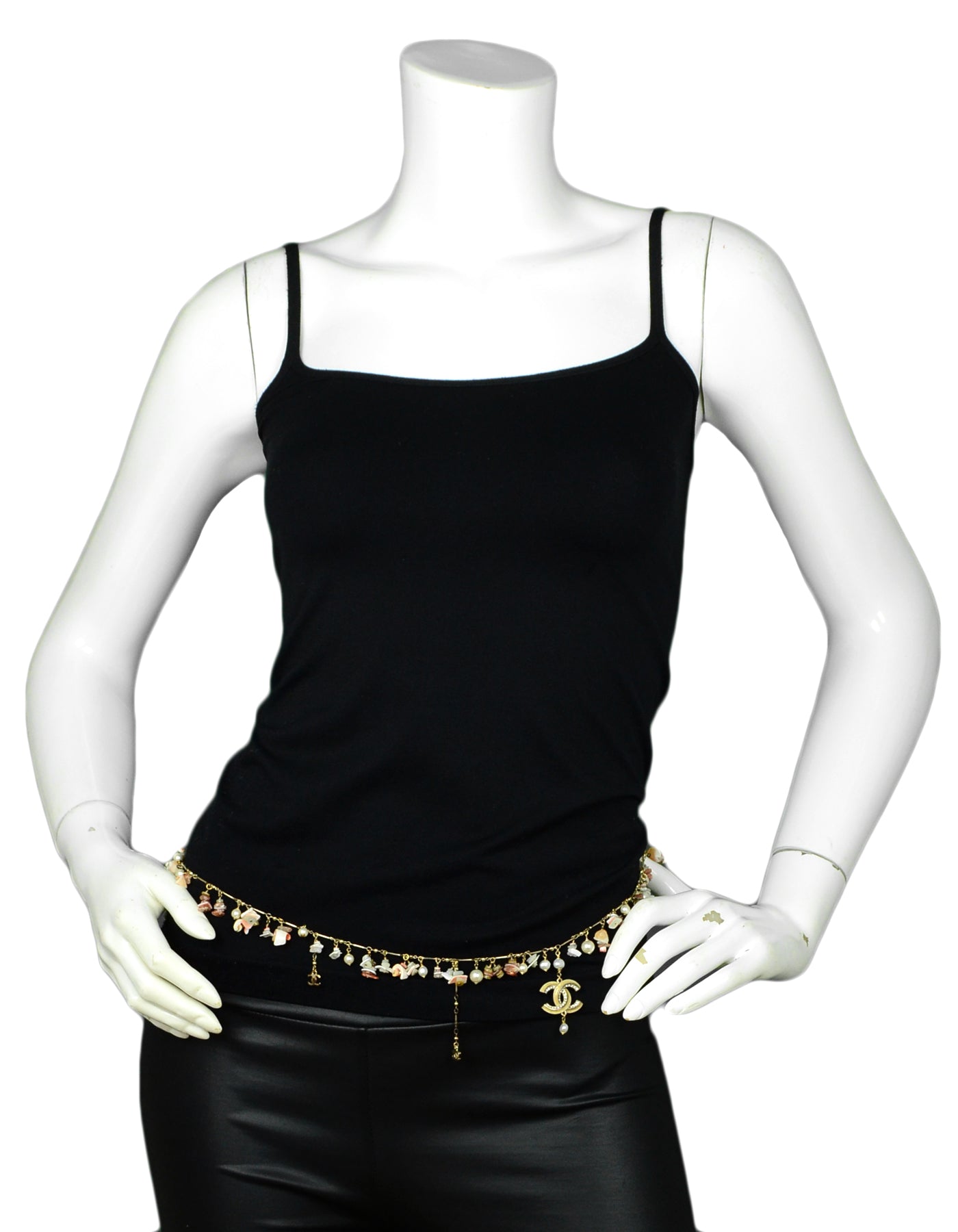 Chanel Seashell & Faux Pearl Necklace Belt