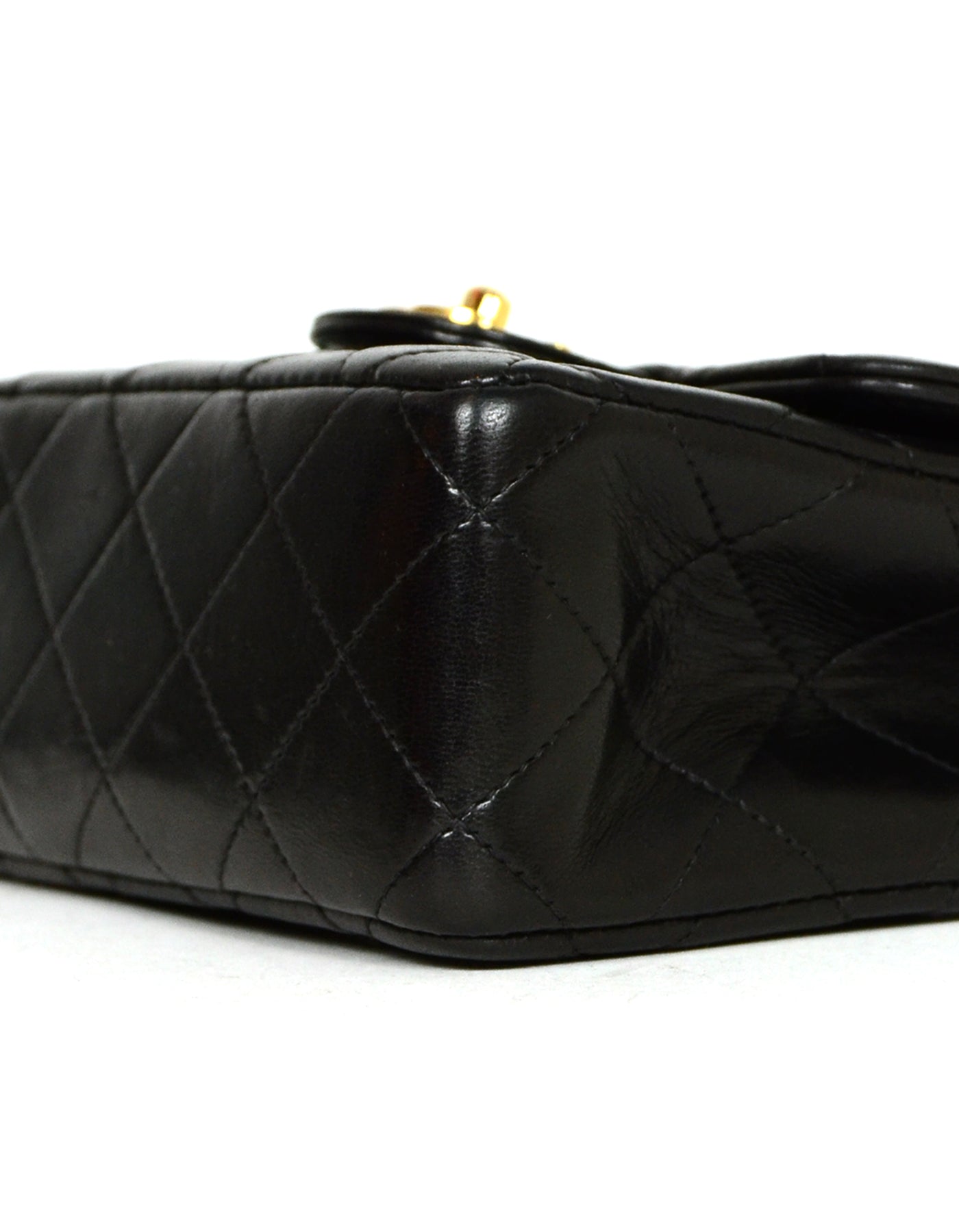 Chanel '90s Vintage Black Lambskin Leather Quilted Micro Mini Kelly Flap Bag