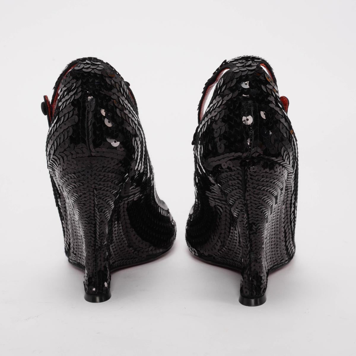 Yves Saint Laurent Black Sequin Wedges 40