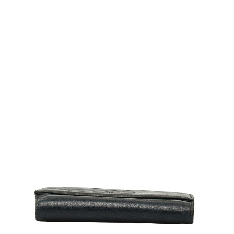 CHANEL DECACOCO Double Hook Fed Wallet Black Leather CHANEL