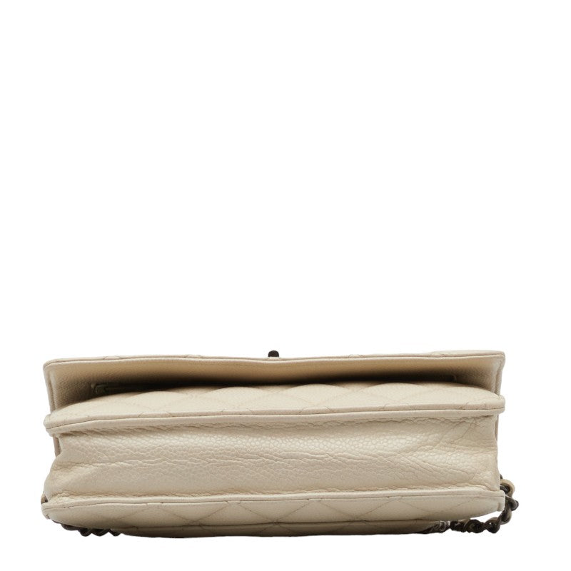 Chanel Matrasse 2.55 Single Flap Long Wallet Chain Wallet White Caviar S CHANEL