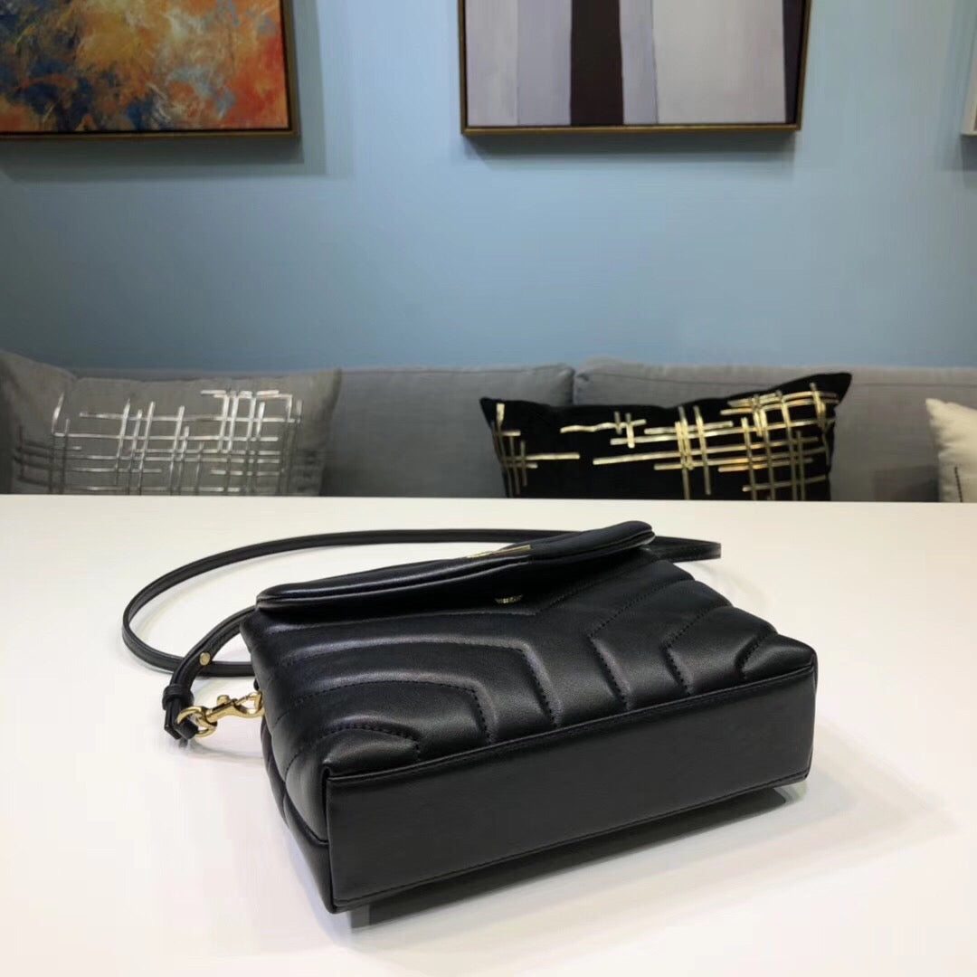 Yves Saint Laurent Loulou Mini Shoulder Bag Black 7in/18cm