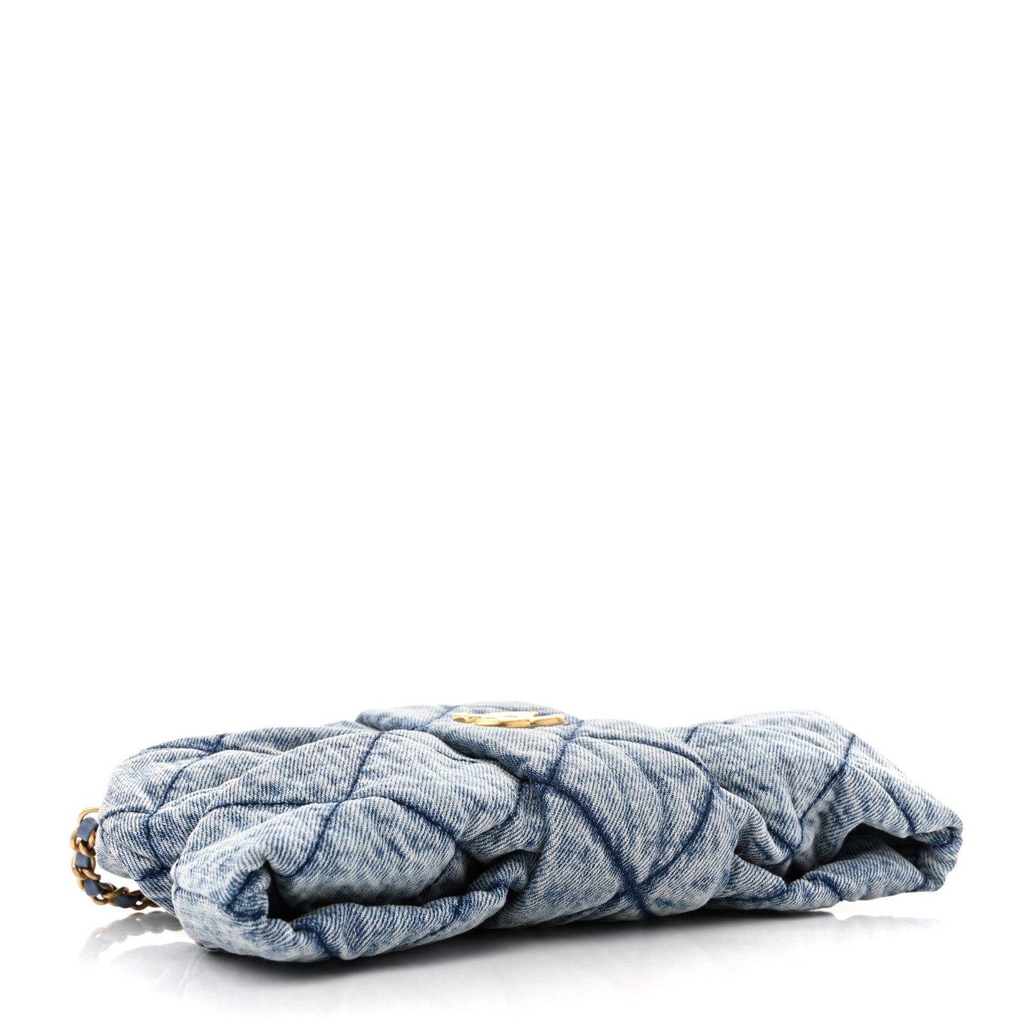 Washed Denim Quilted Mini Bow Bag Blue