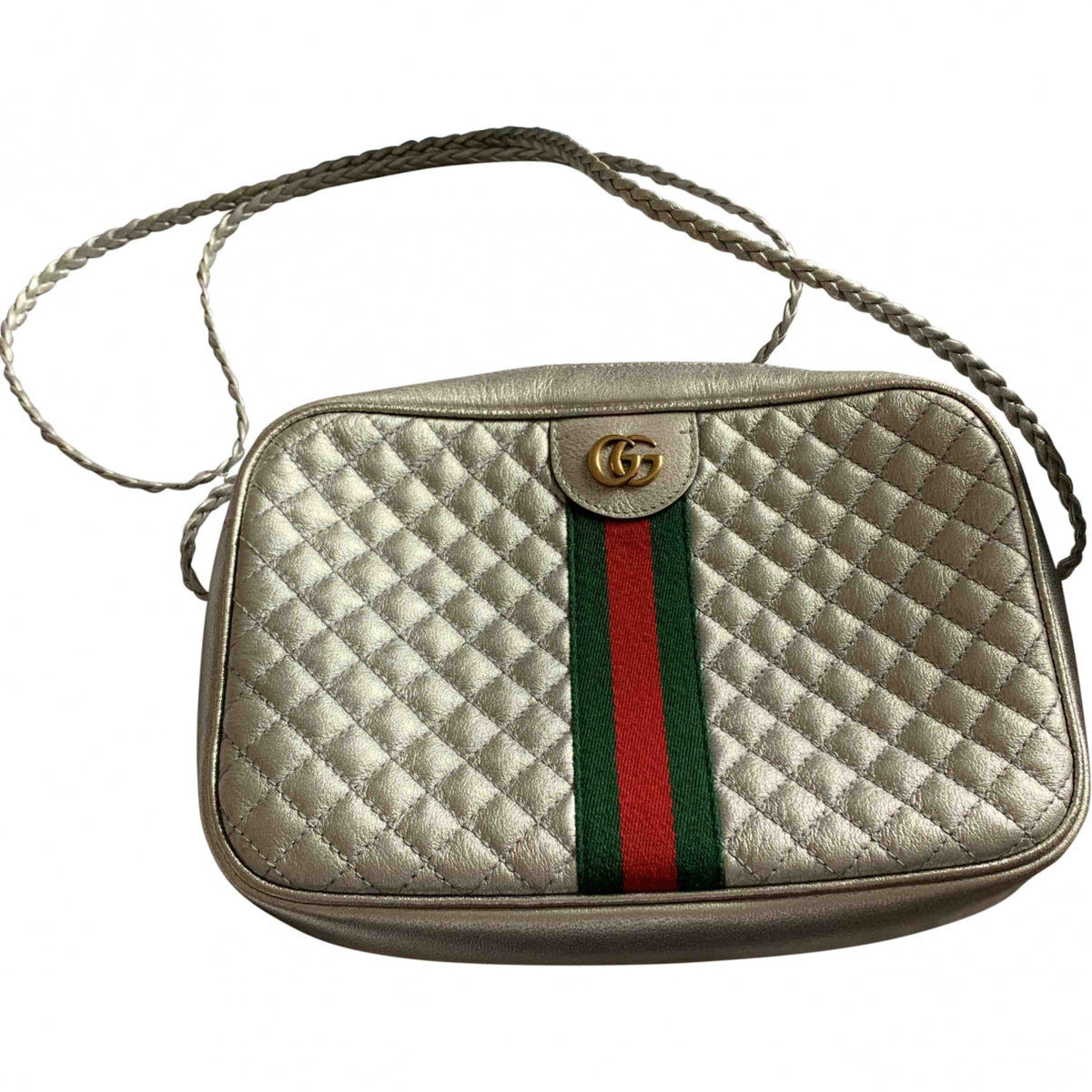 Gucci silver leather handbag