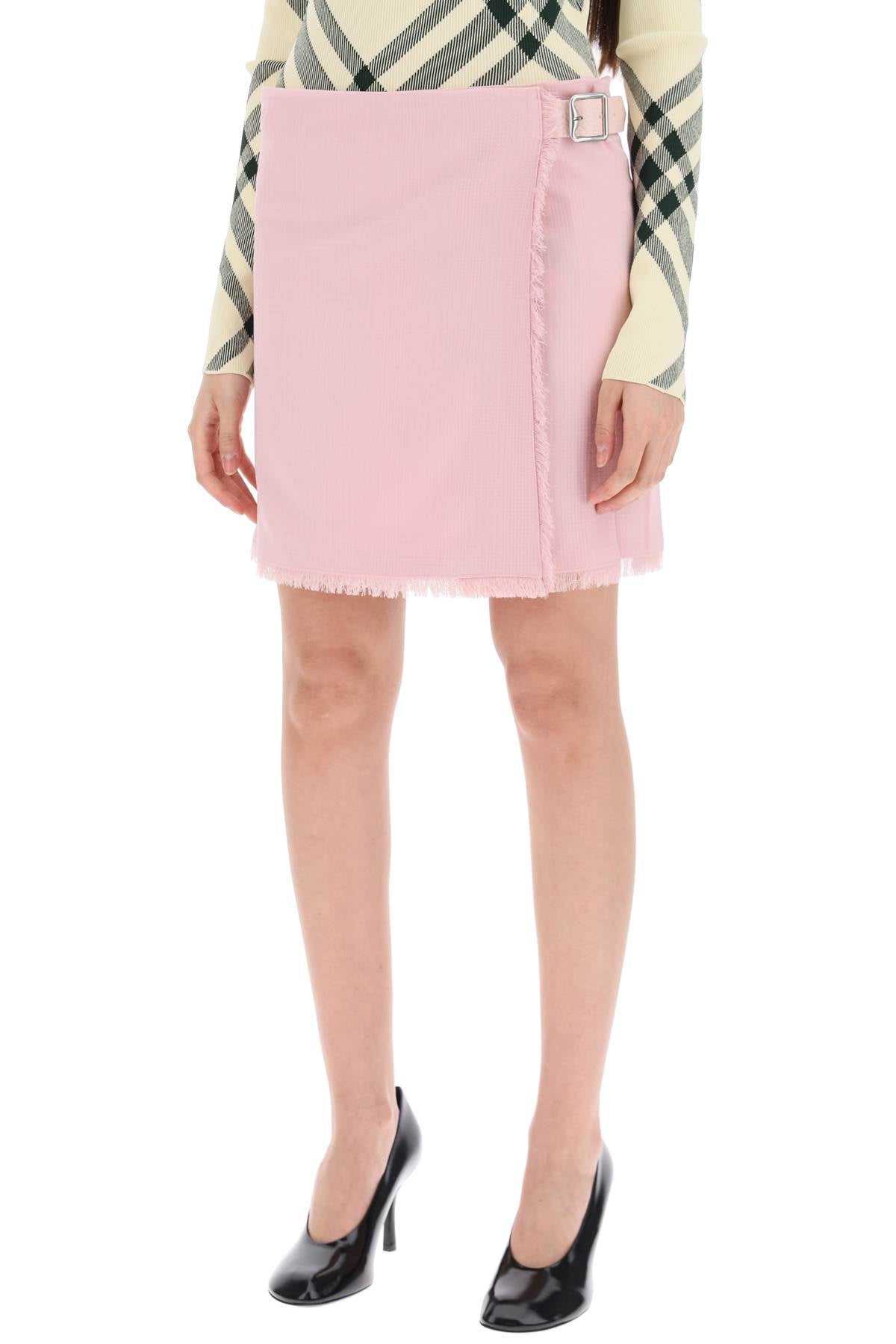 Burberry Textured Wool Mini Kilt Skirt Women