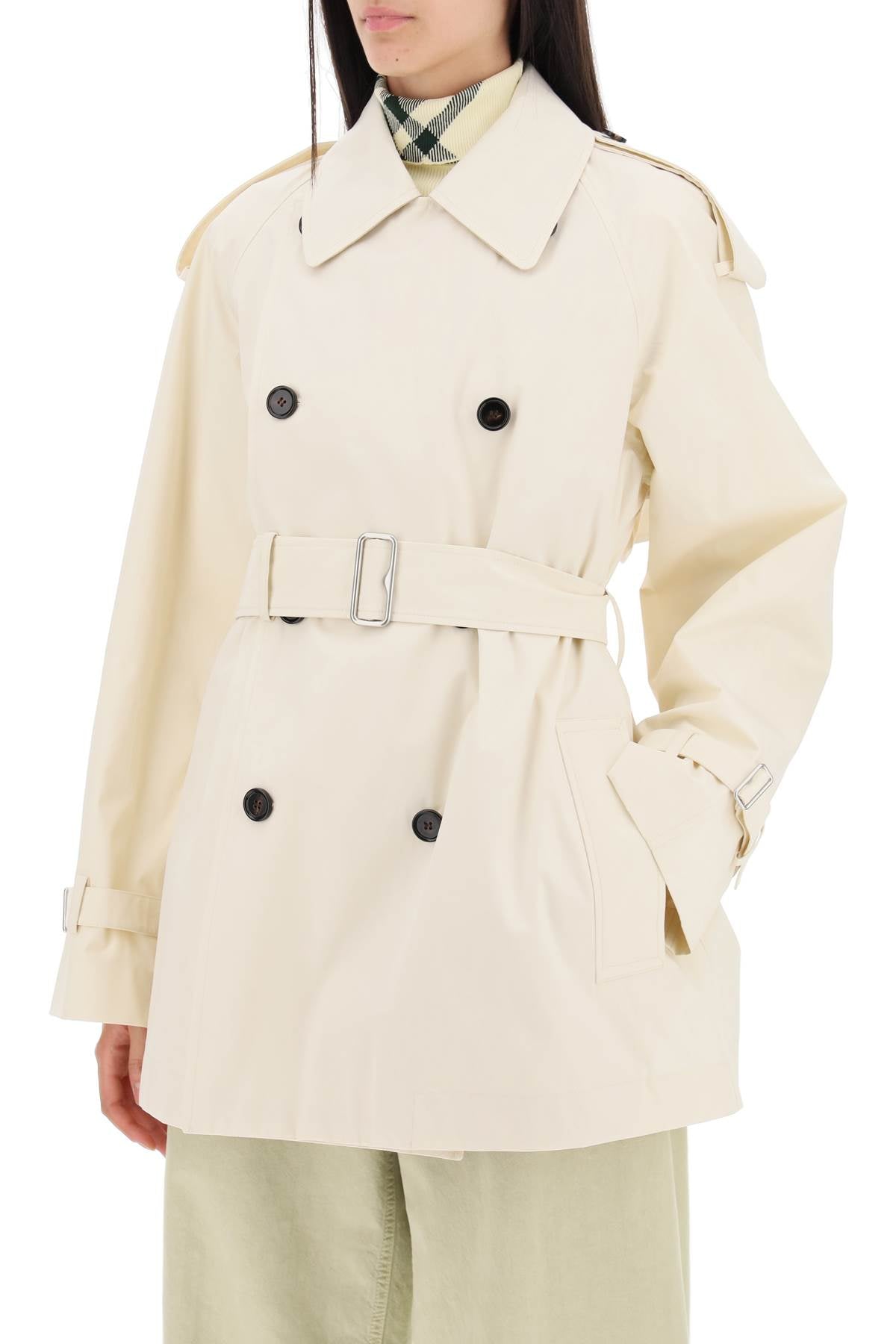 Burberry Short Cotton Gabardine Trench Coat Women