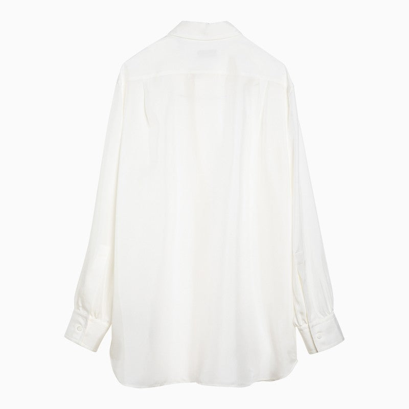 Burberry White Silk Grain-Coloured Shirt Women