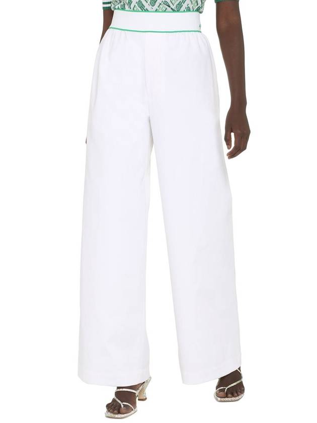 Luxury Bottega Veneta Women's Elastic Cotton Tennis Straight Pants White
