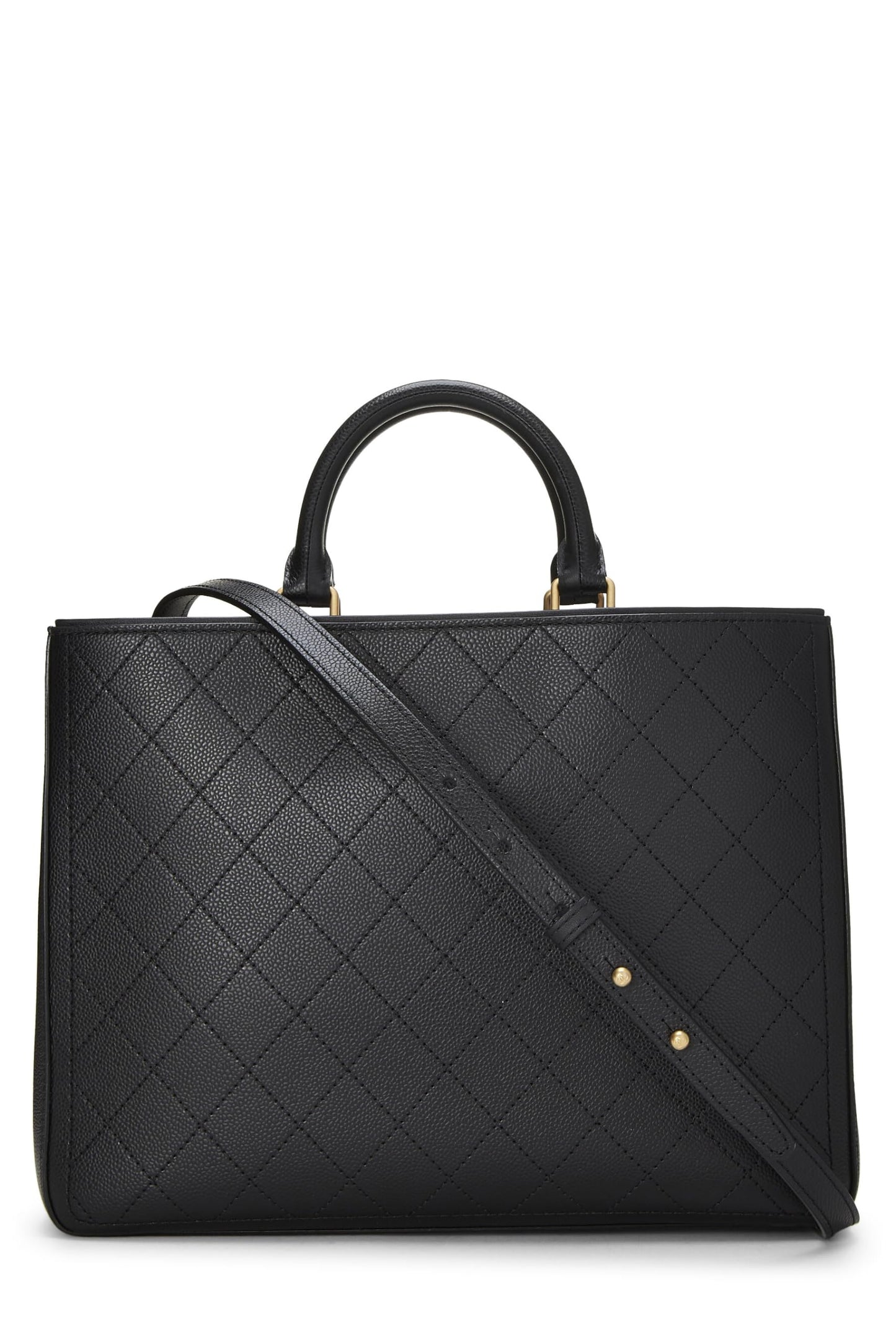 Chanel, Black Quilted Caviar Shopping Tote Large, Black