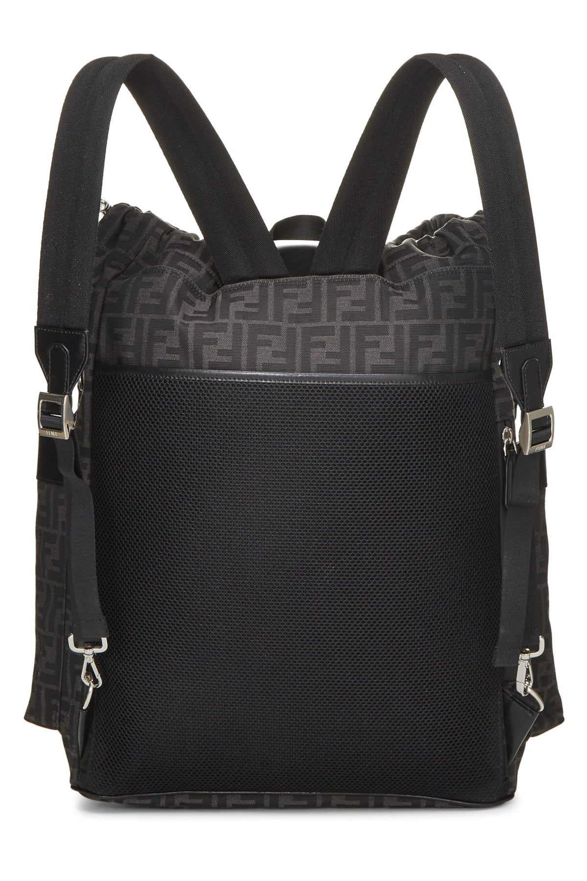 Fendi, Black Zucca Double Pocket Backpack, Black