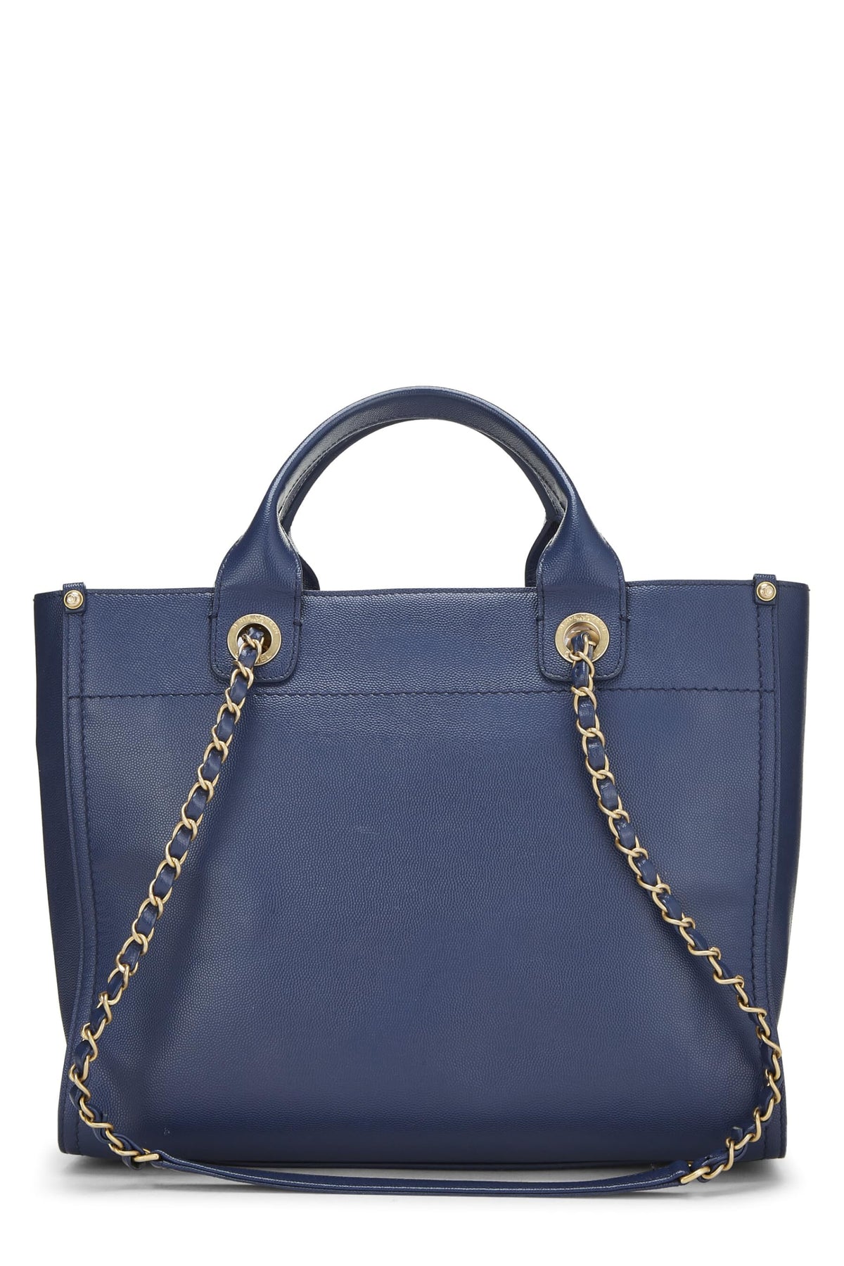 Chanel, Blue Caviar Studded Deauville Shopping Tote Medium, Blue