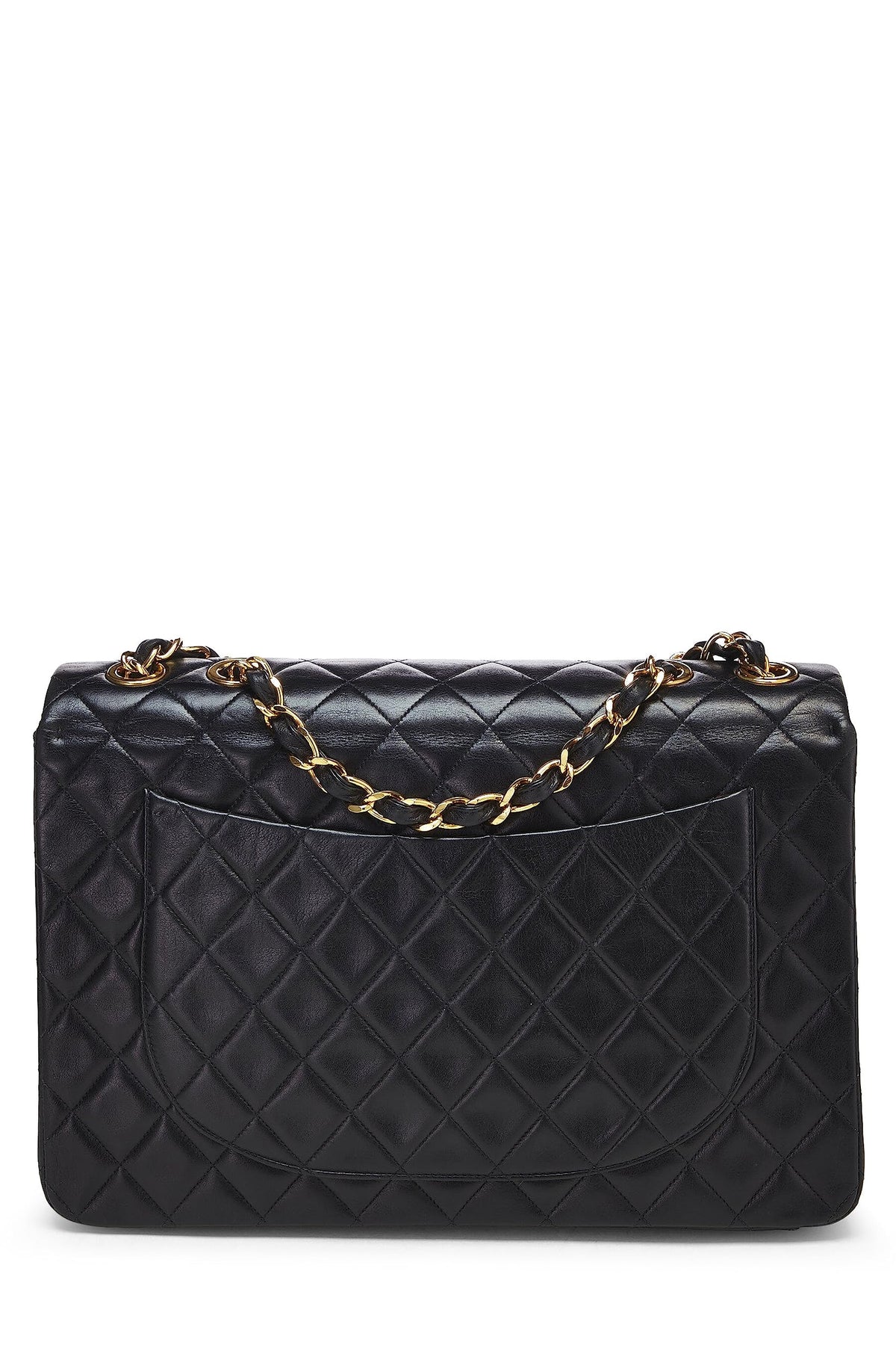 Chanel, Black Quilted Lambskin Half Flap Maxi, Black