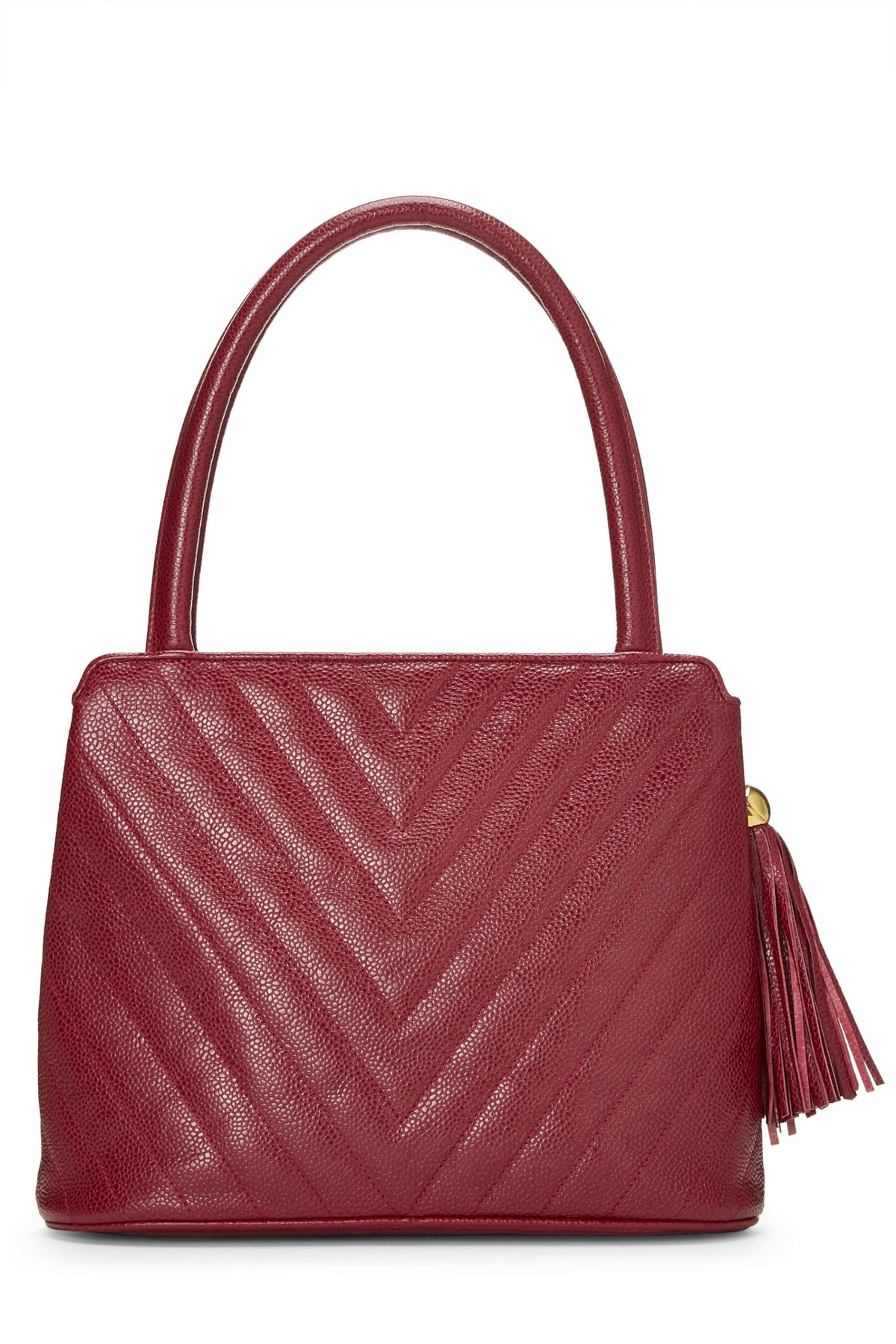 Chanel, Red Quilted Caviar Handbag, Burgundy