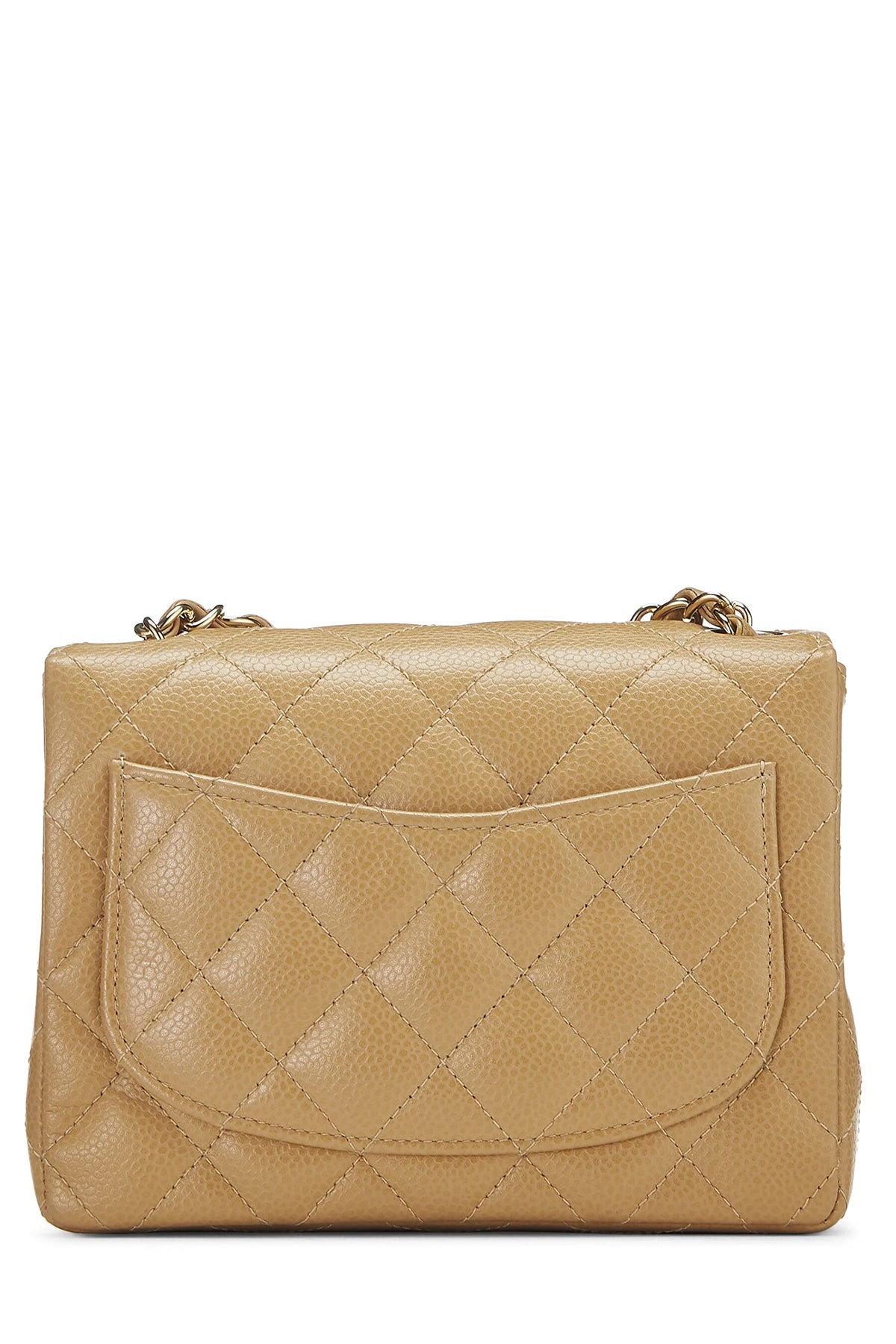 Chanel, Beige Quilted Caviar Half Flap Mini, Beige