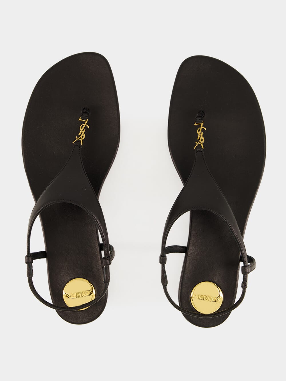 Cassandra Sandals in Black Smooth Leather
