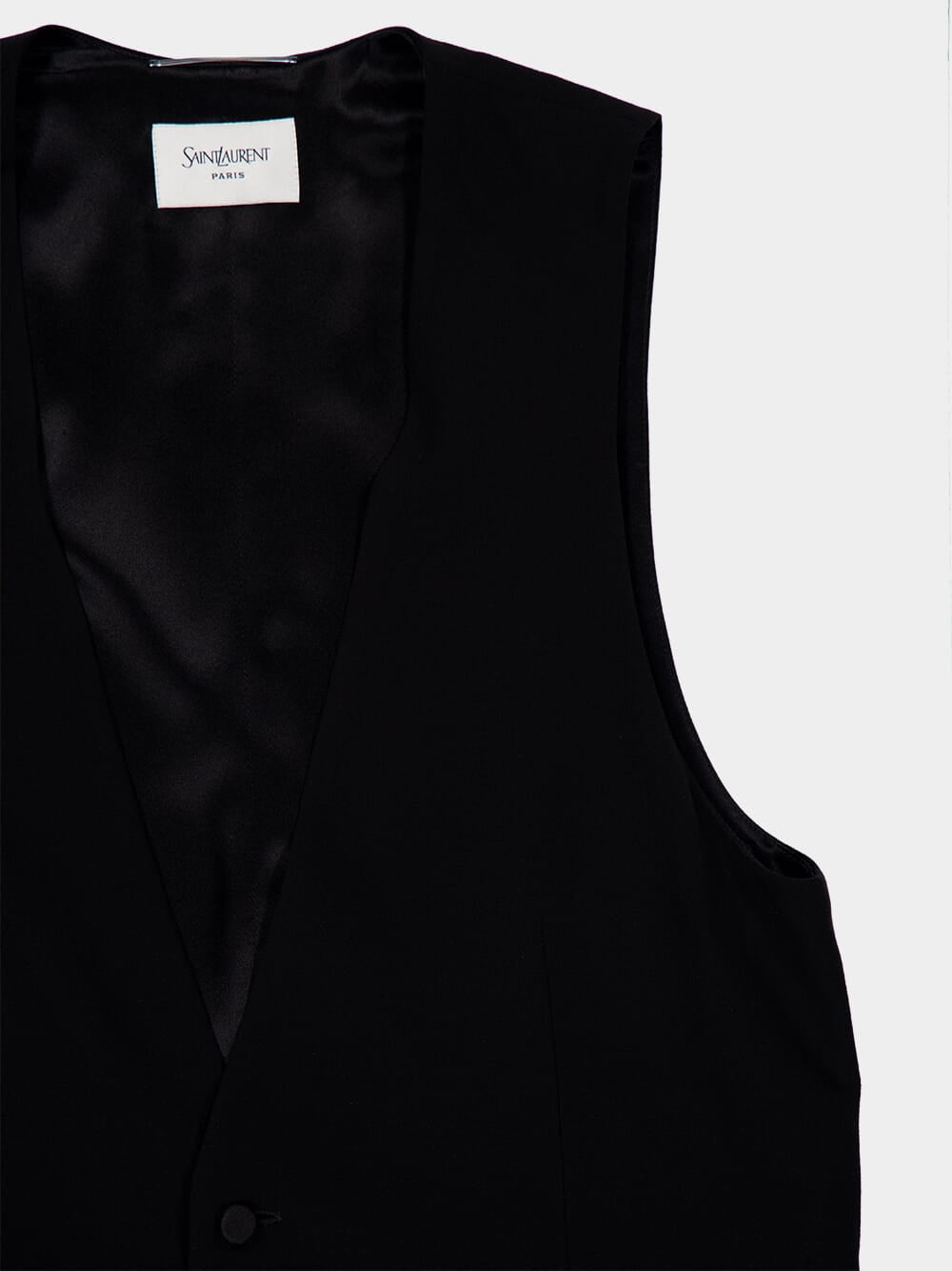 Black Silk Crepe Muslin Buttoned Vest
