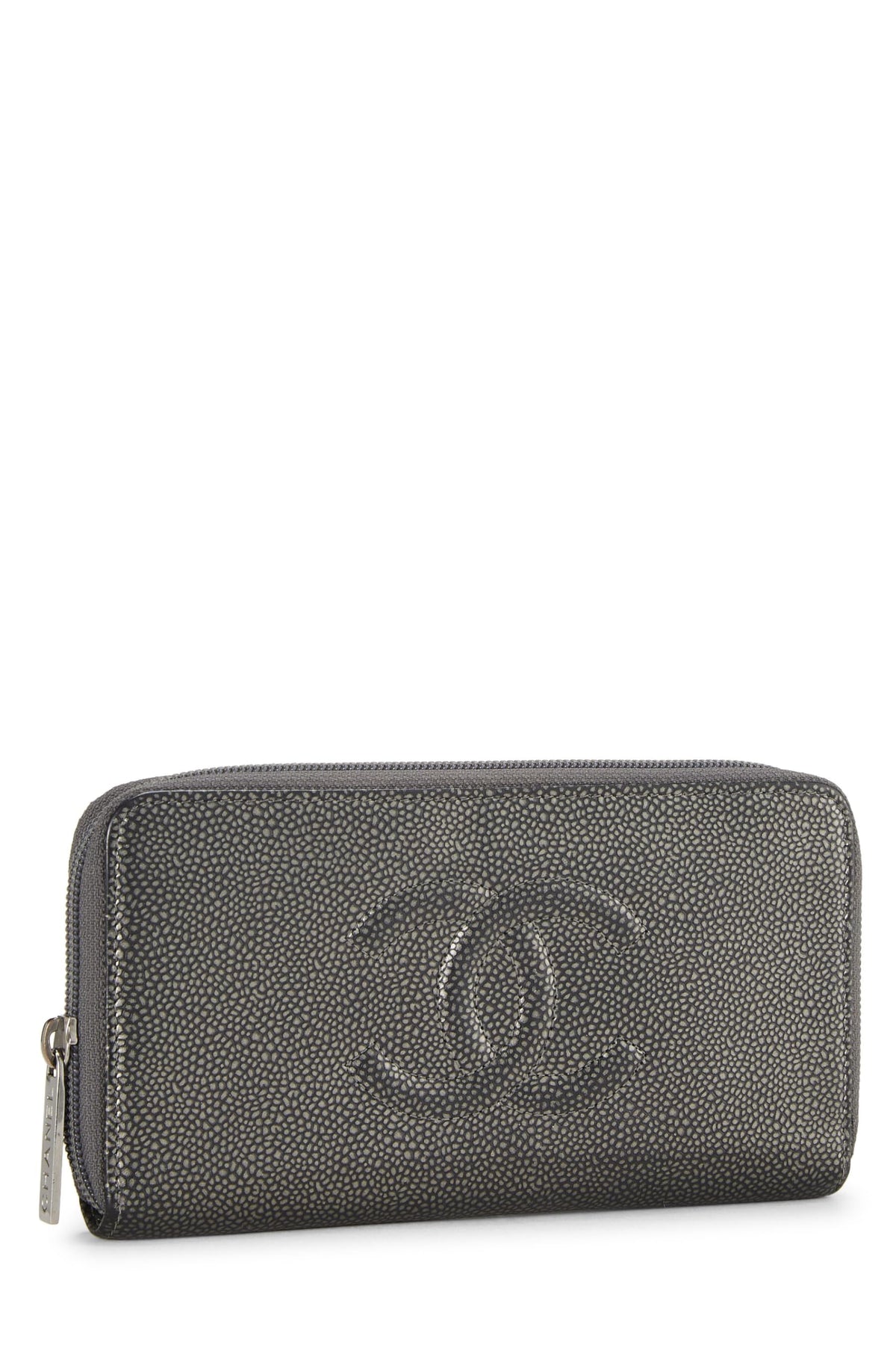 Chanel, Silver Caviar Timeless 'CC' Wallet, Grey