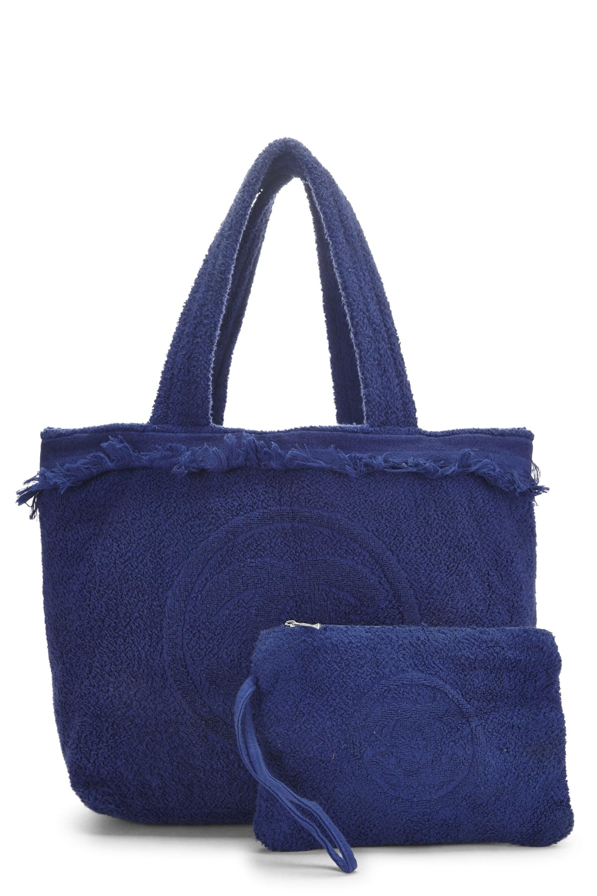 Chanel, Blue Terry Cloth 'CC' Beach Tote Large, Blue