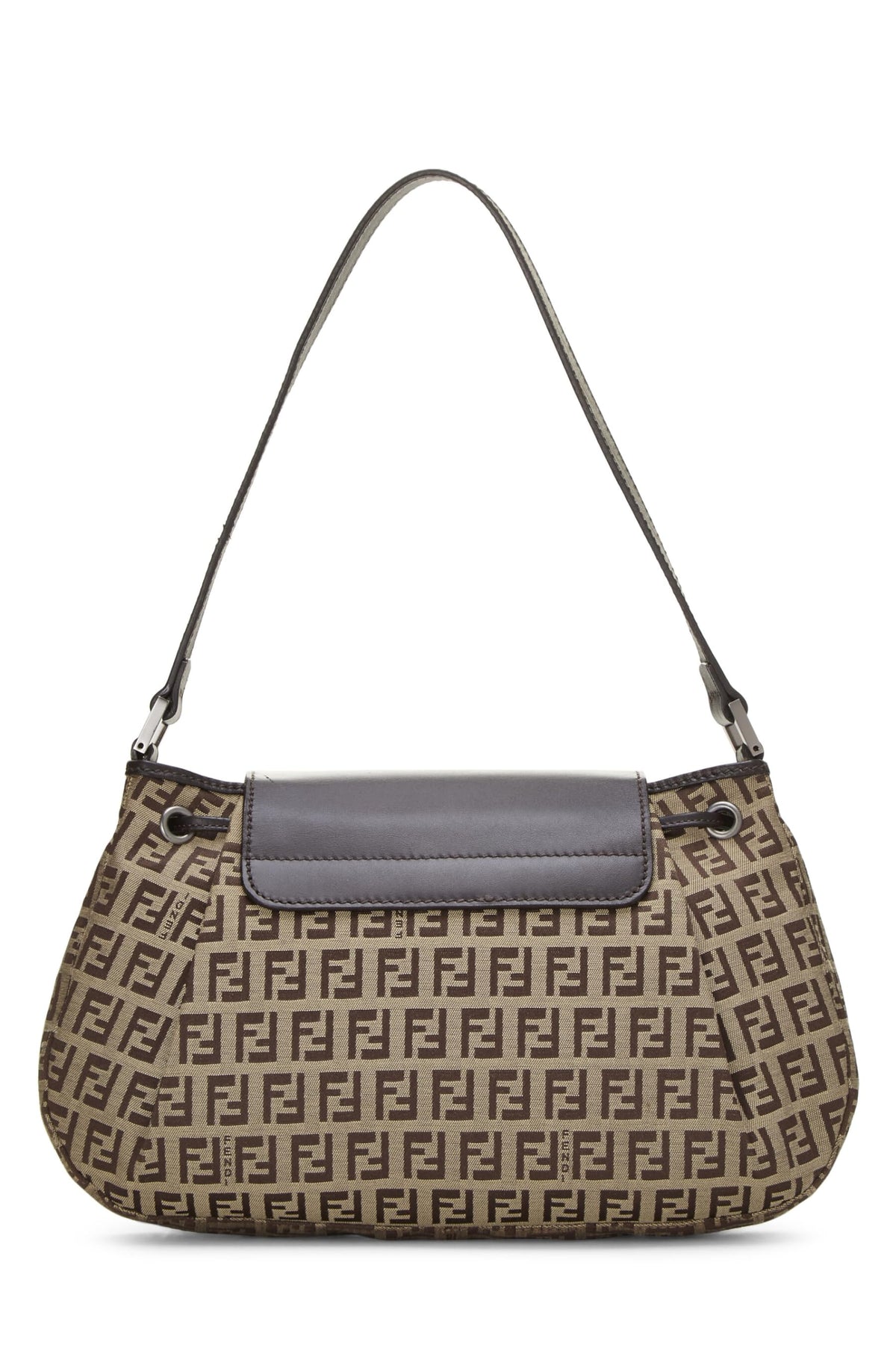 Fendi, Brown Zucchino Canvas Shoulder Bag, Brown
