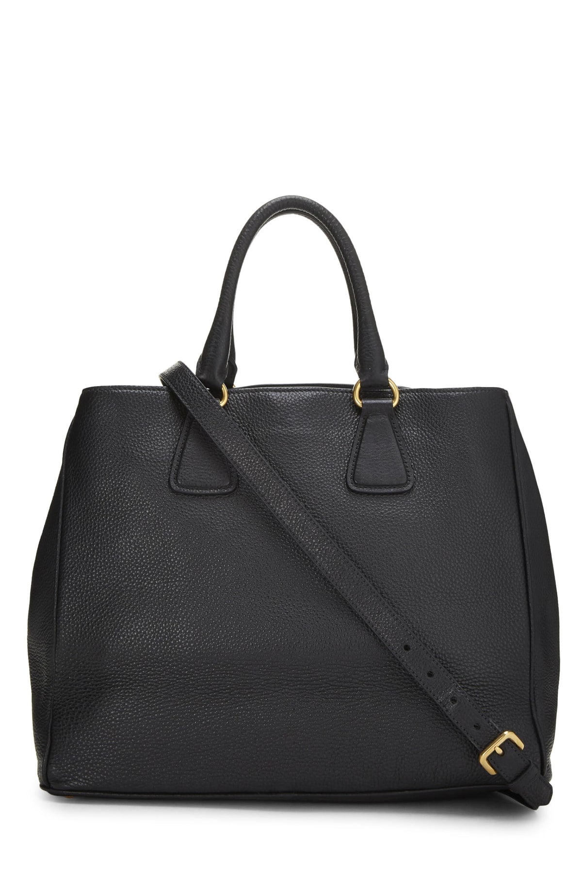 Prada, Black Vitello Daino Convertible Tote, Black