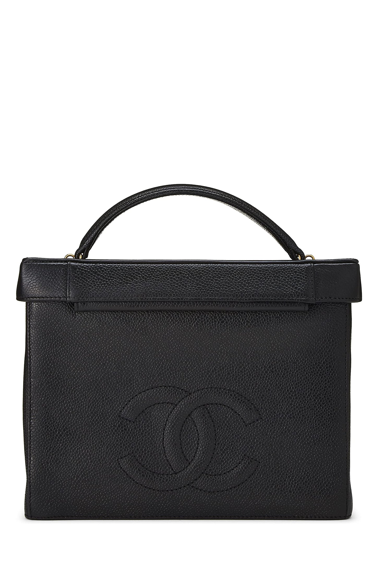 Chanel, Black Caviar Circle 'CC' Vanity Large, Black