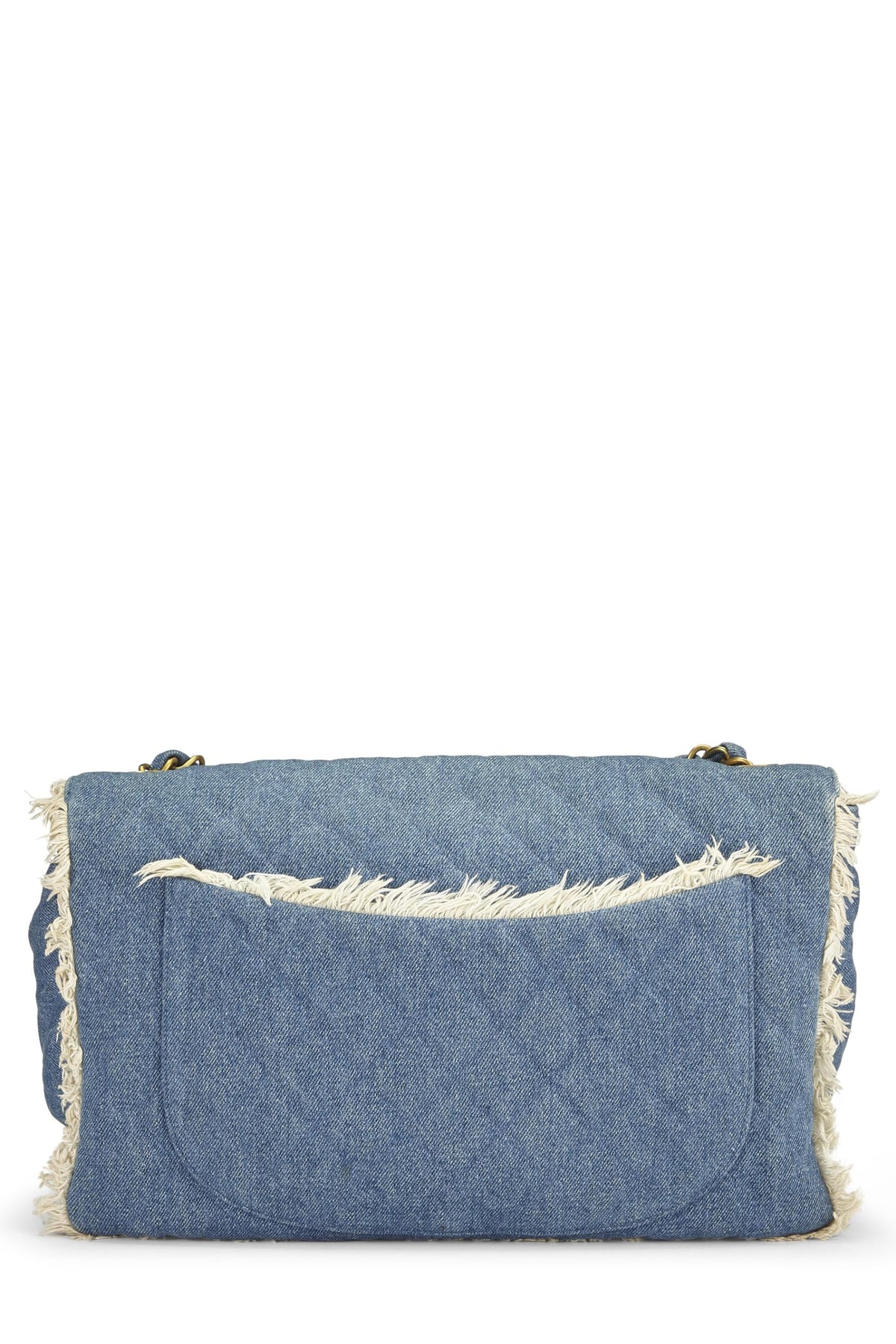 Chanel, Blue Quilted Denim Half Flap Maxi, Blue