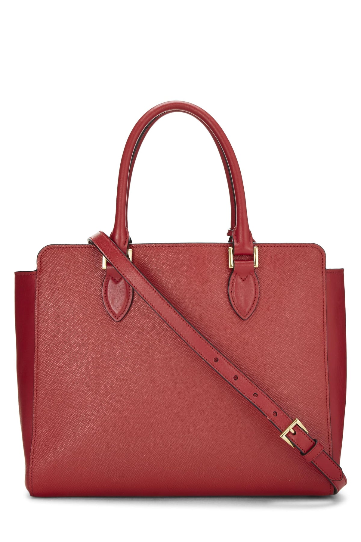Prada, Red Saffiano Convertible Handbag Small, Red