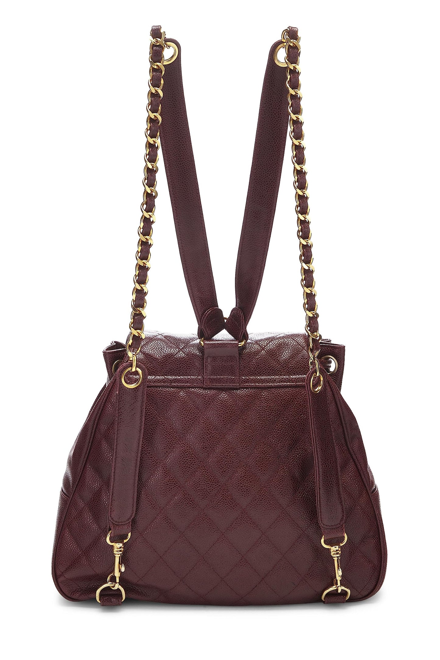 Chanel, Burgundy Quilted Caviar Backpack Large, Burgundy