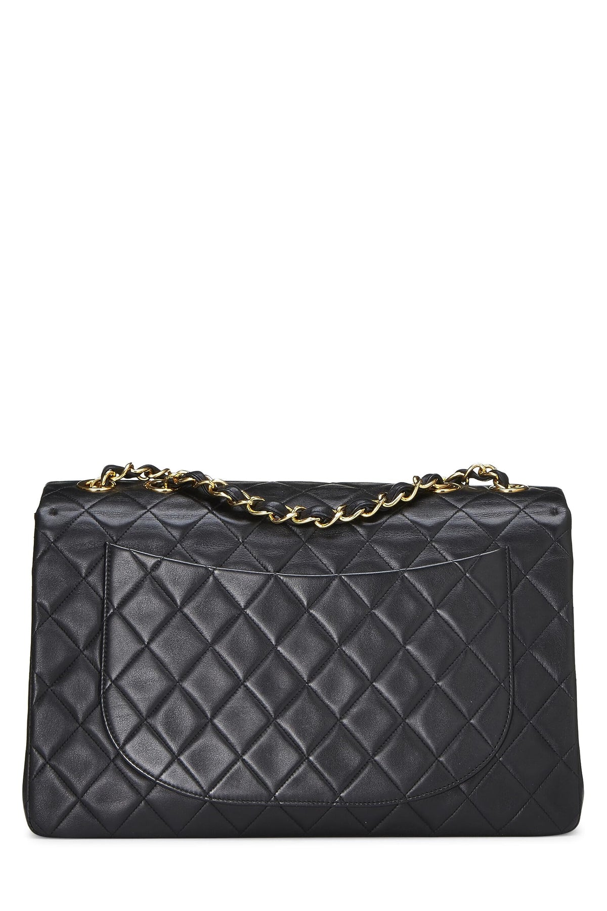 Chanel, Black Quilted Lambskin Half Flap Maxi, Black