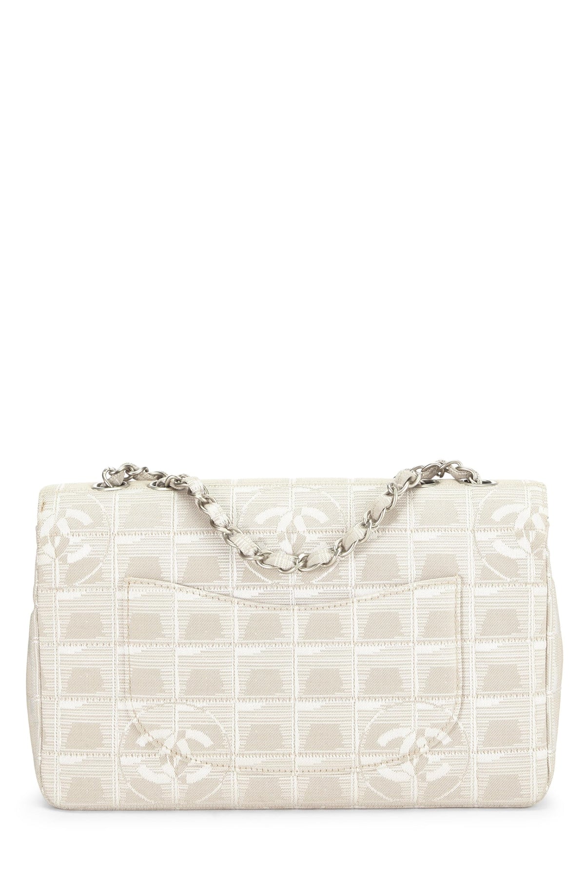 Chanel, Beige Nylon Travel Line Half Flap Medium, Beige