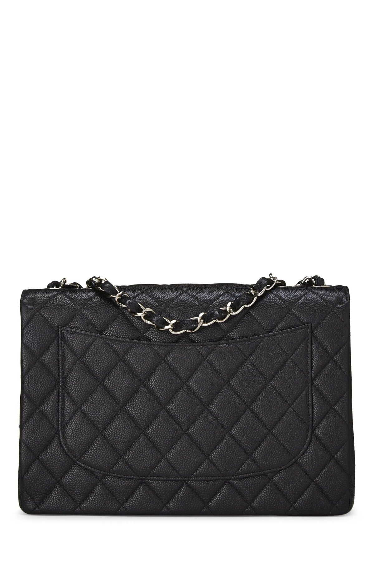 Chanel, Black Quilted Caviar Half Flap Jumbo, Black