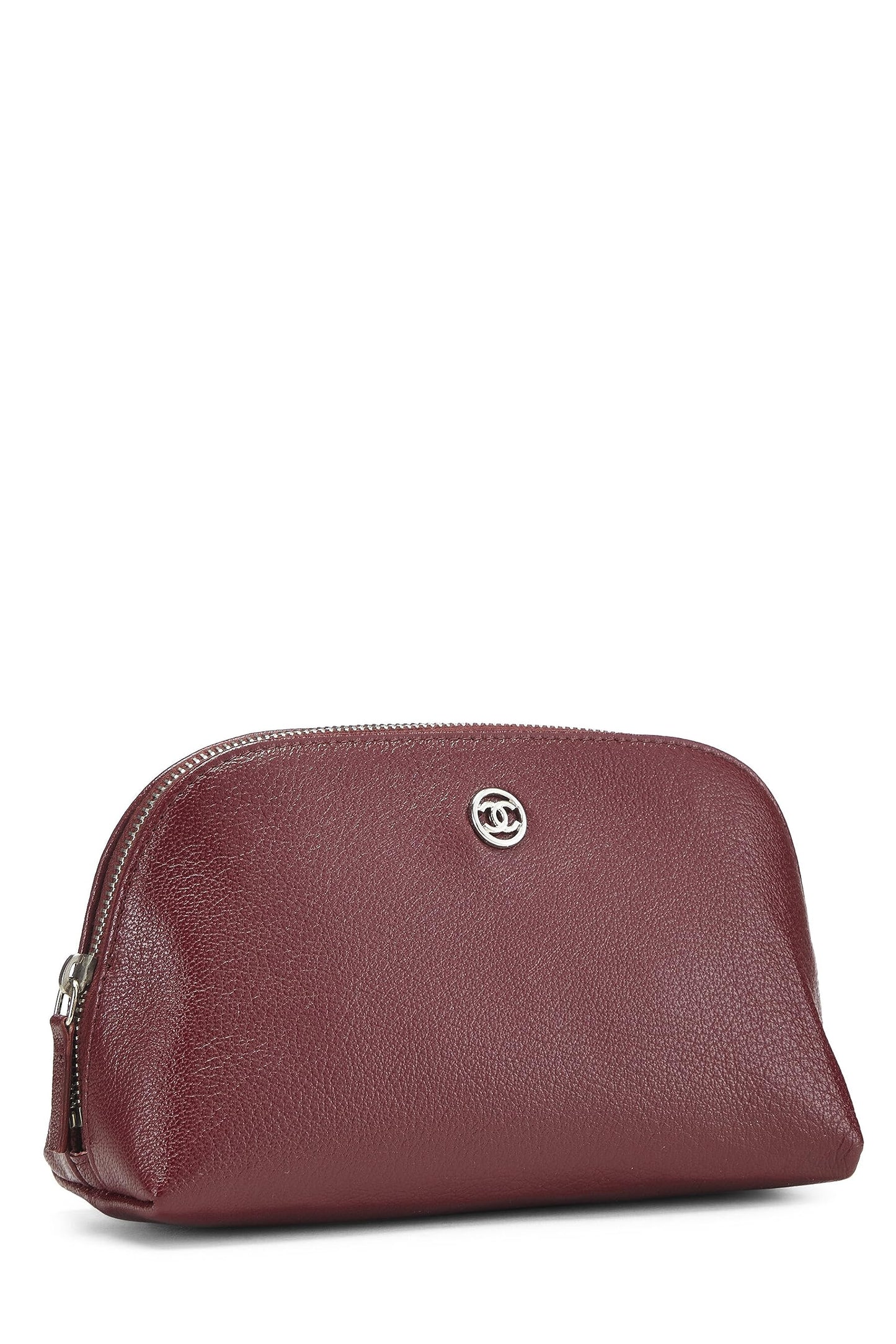 Chanel, Burgundy Calfskin Cosmetic Pouch, Burgundy