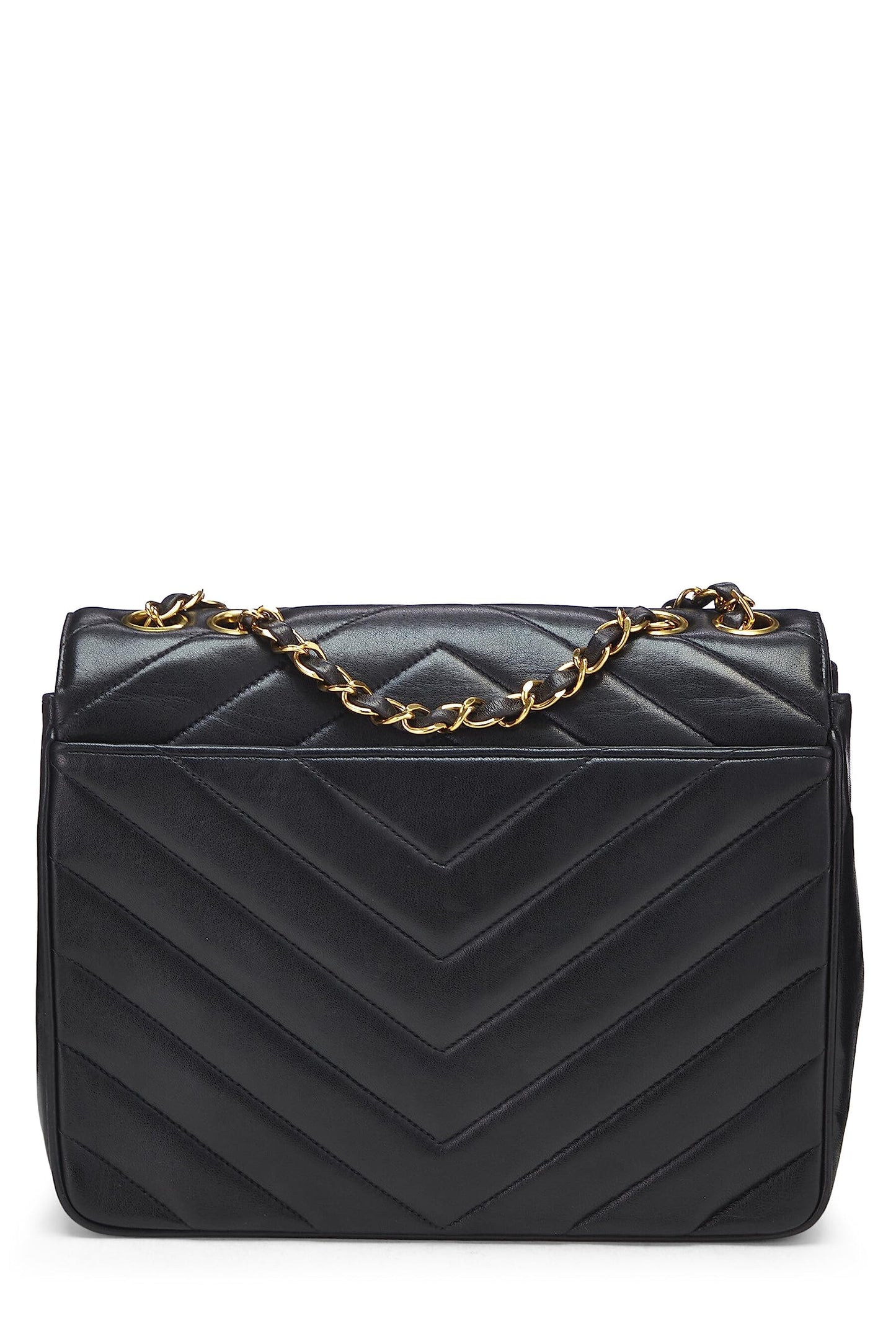 Chanel, Black Chevron Lambskin Envelope Flap Small, Black