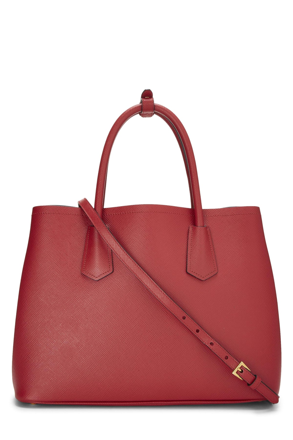 Prada, Red Saffiano Double Bag Medium, Red