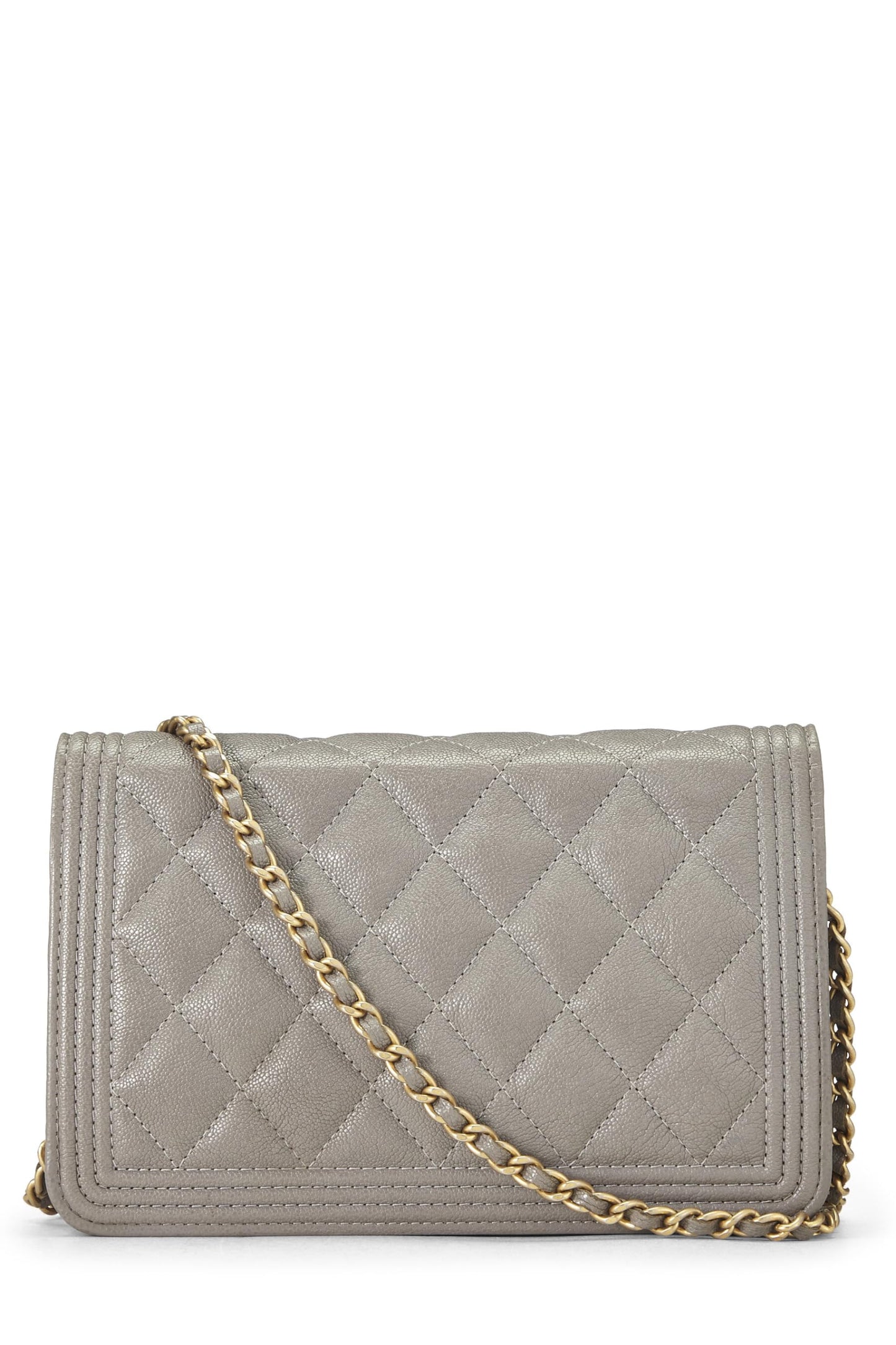 Chanel, Grey Caviar Boy Wallet on Chain (WOC), Grey