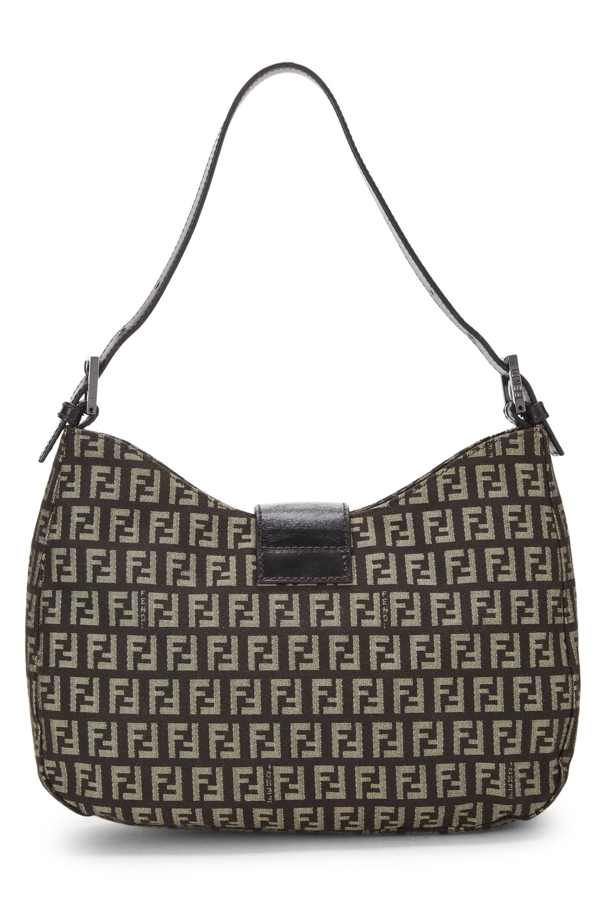 Fendi, Brown Zucchino Canvas Shoulder Bag, Brown