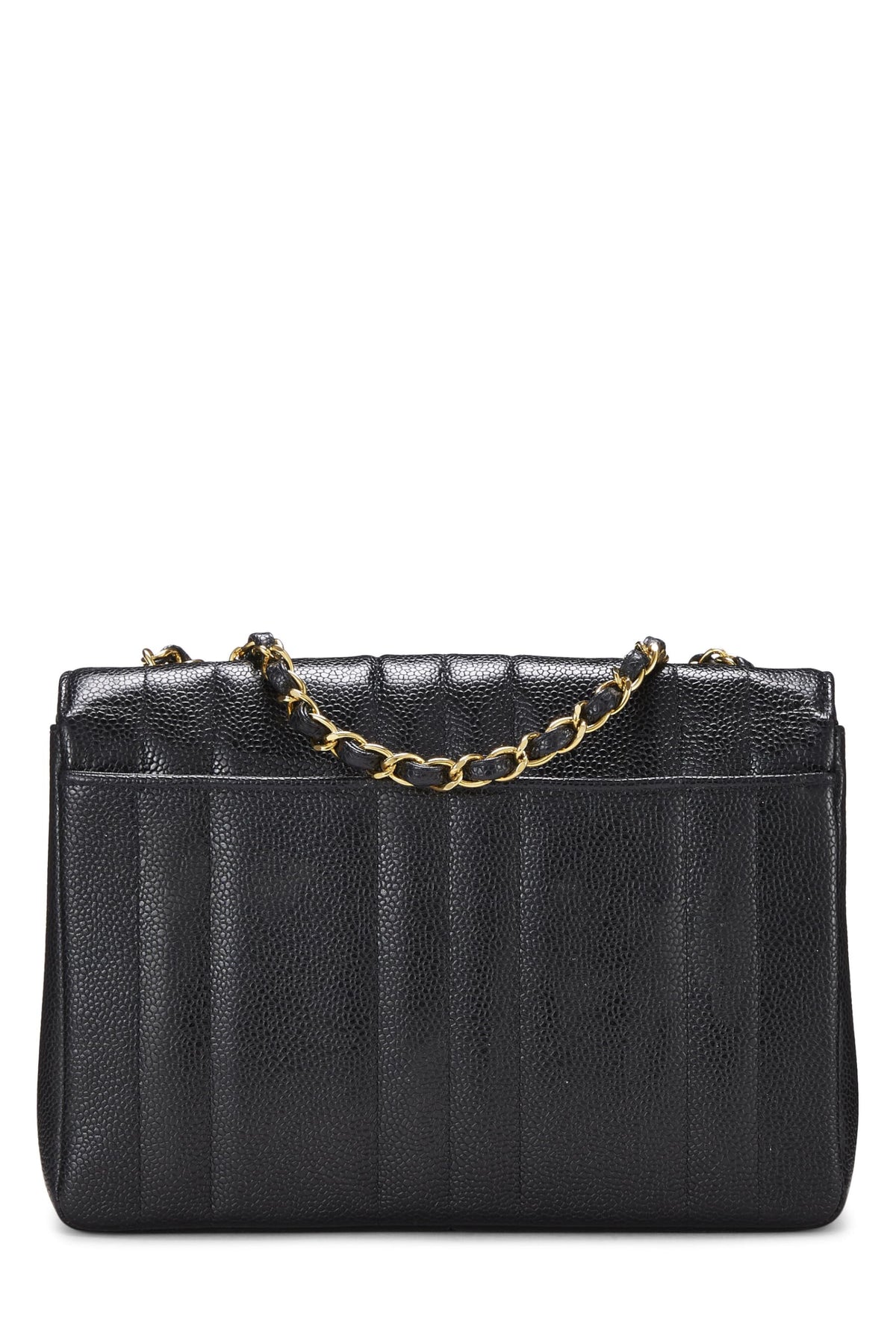 Chanel, Black Vertical Caviar Half Flap Small, Black