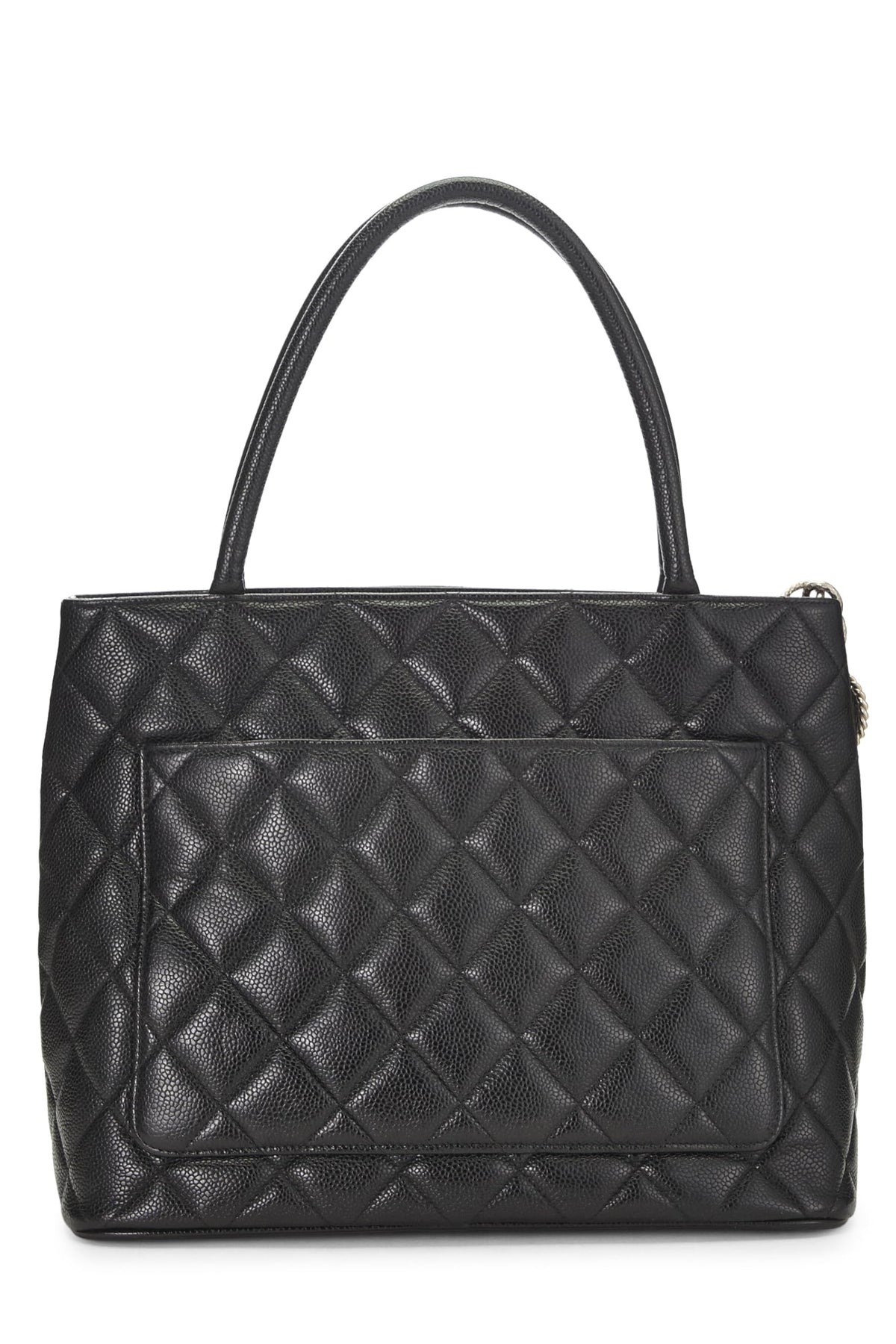 Chanel, Black Quilted Caviar Medallion Tote, Black