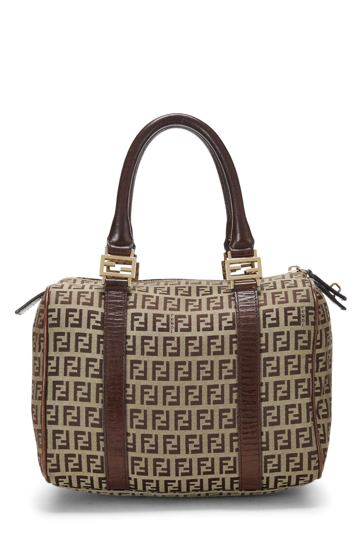 Fendi, Brown Zucchino Canvas Boston Bag Mini, Brown