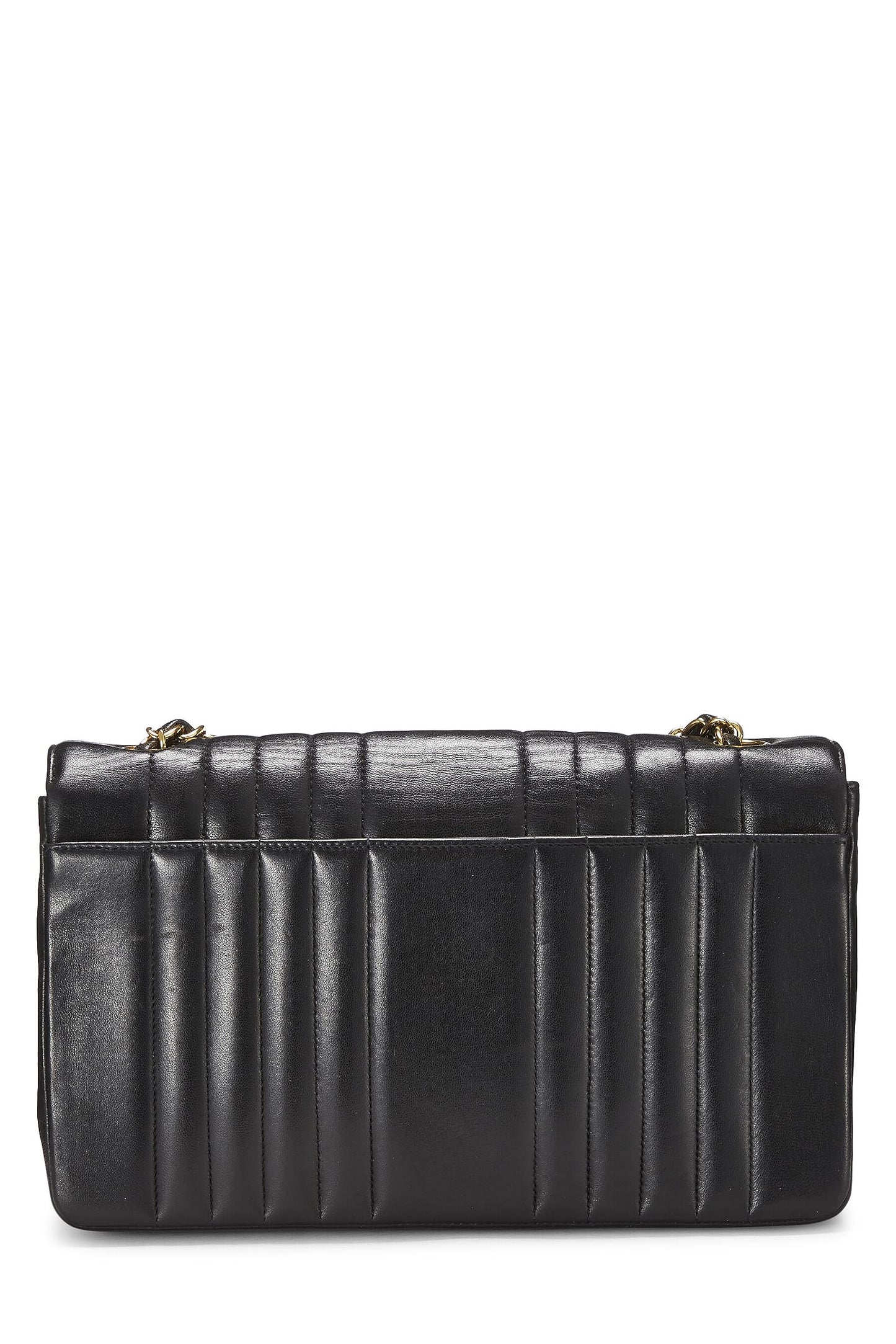 Chanel, Black Vertical Lambskin Classic Flap Medium, Black