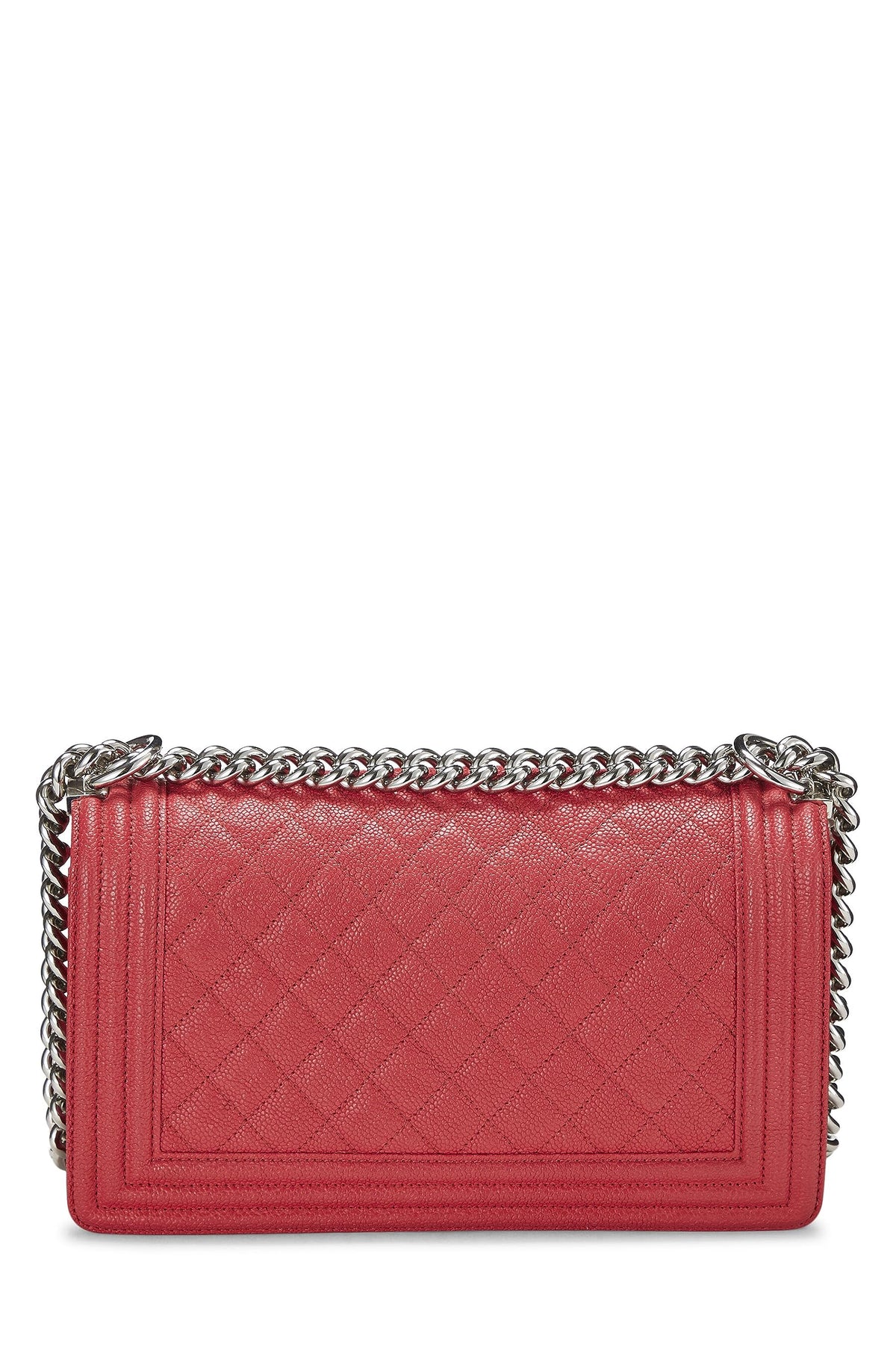 Chanel, Red Quilted Caviar Boy Bag Medium, Red