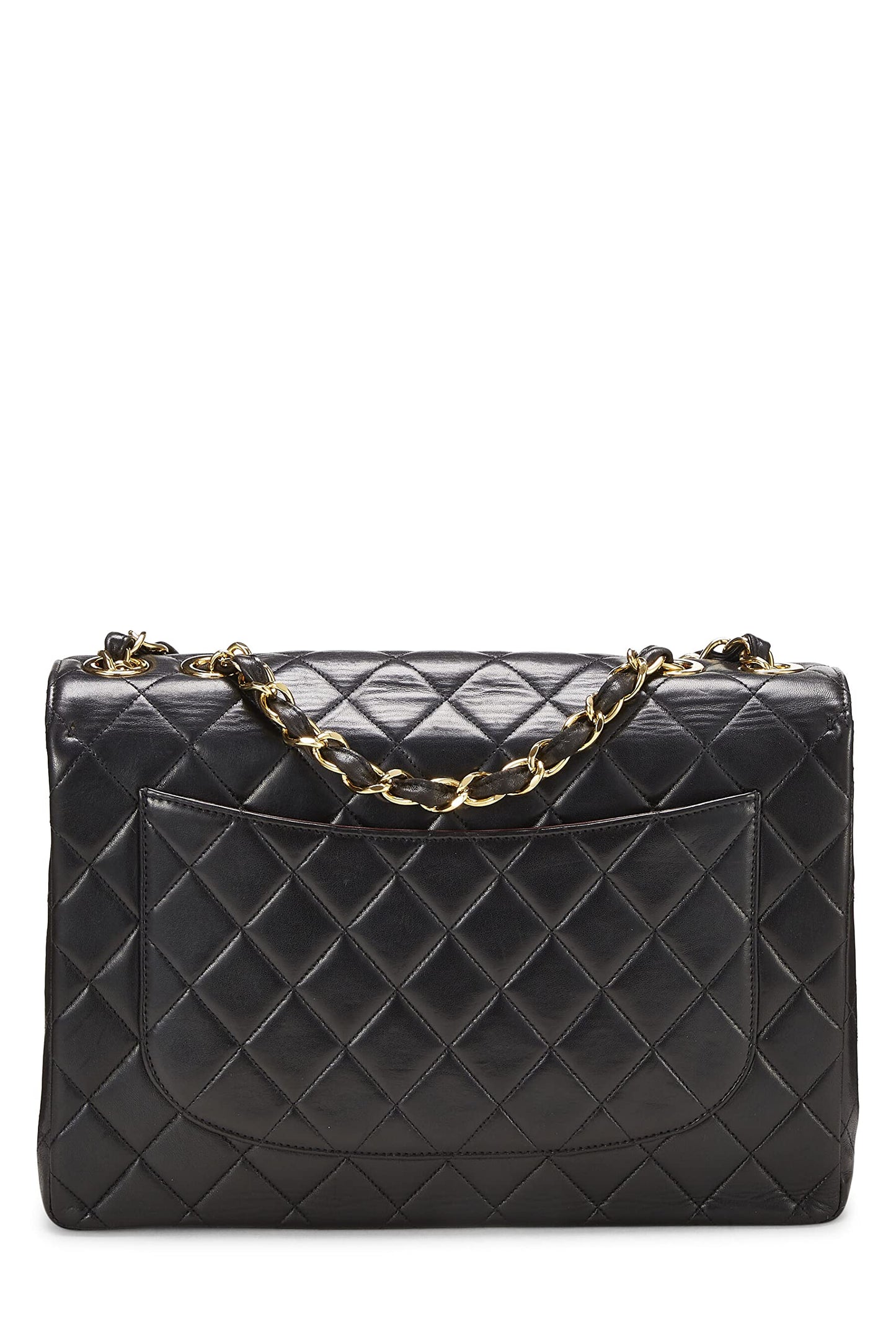 Chanel, Black Quilted Lambskin Half Flap Jumbo, Black