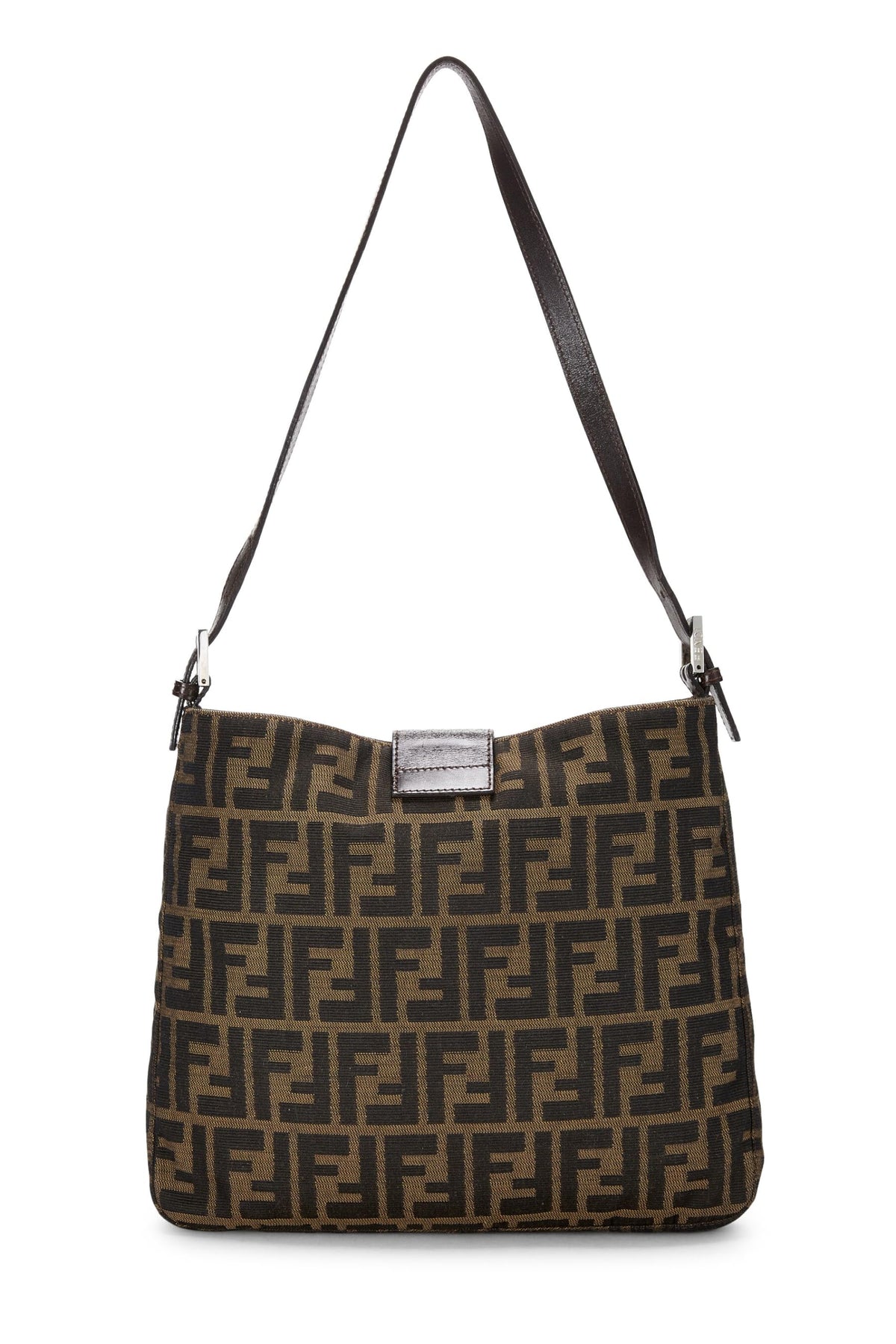 Fendi, Brown Zucca Canvas Shoulder Bag, Brown