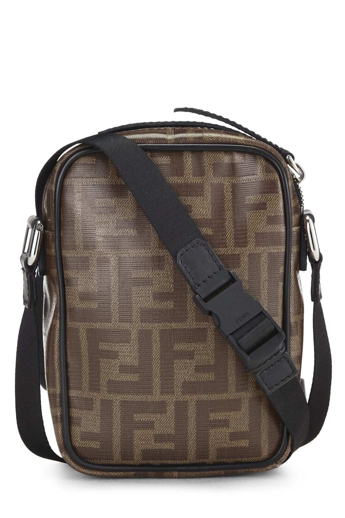 Fendi, Black & Brown Zucca Coated Canvas Crossbody Bag, Black