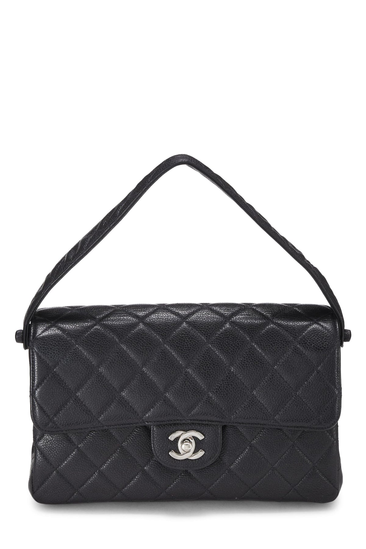 Chanel, Black Quilted Caviar Double Sided Classic Flap Medium, Black