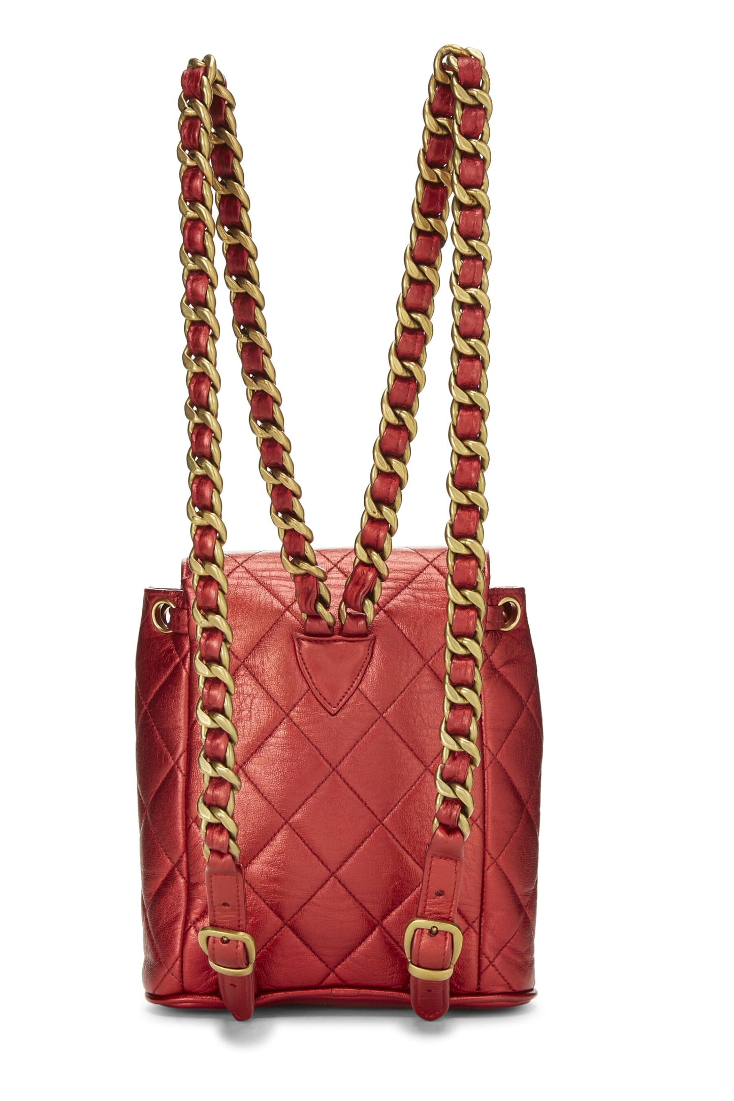 Chanel, Red Metallic Leather Classic Backpack Mini, Red