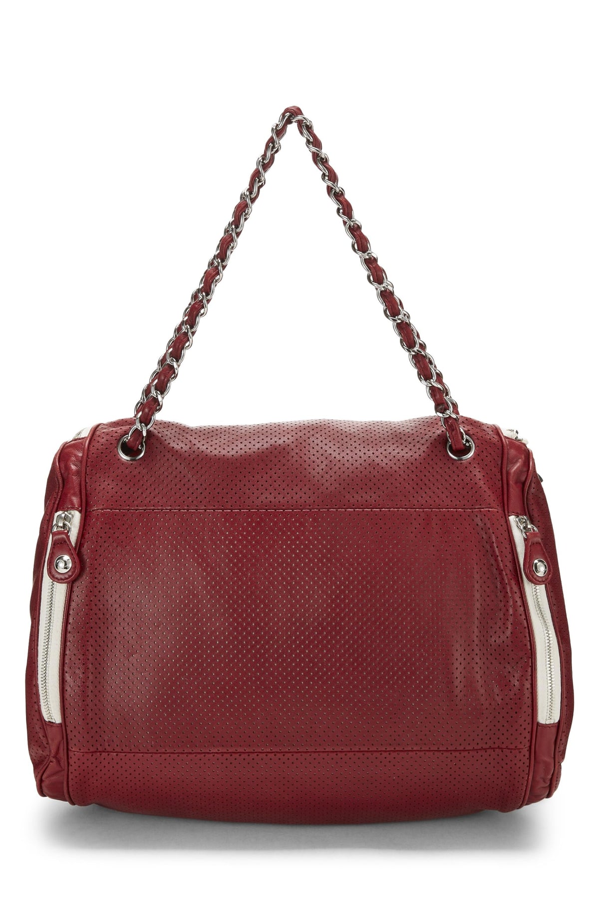 Chanel, Burgundy Perforated Leather 'CC' Tote, Red