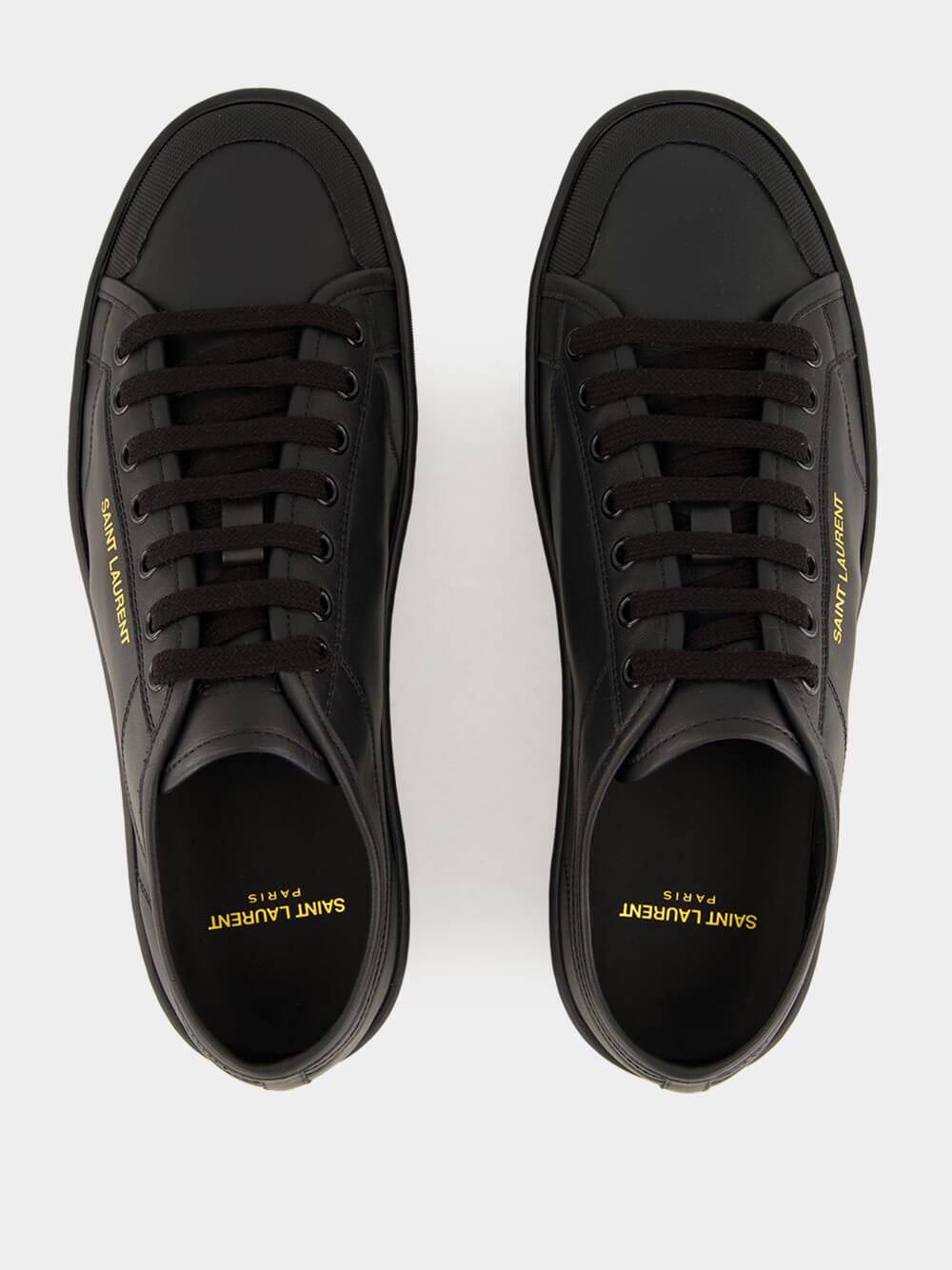 Gym Sneakers in Black Smooth Leather